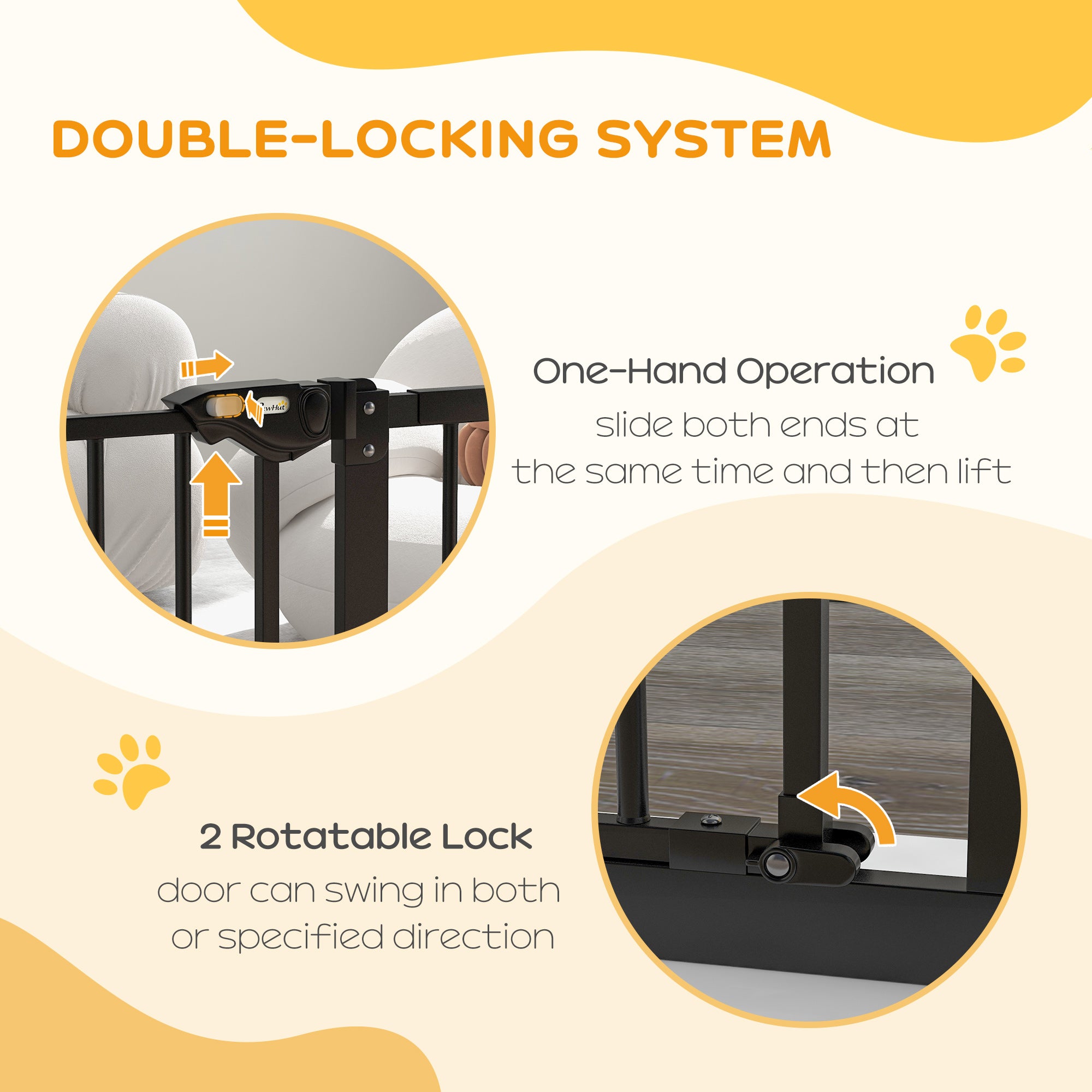 PawHut Metal 74-94cm Wide Adjustable Dog Gate Black - North Peak Garden Furniture