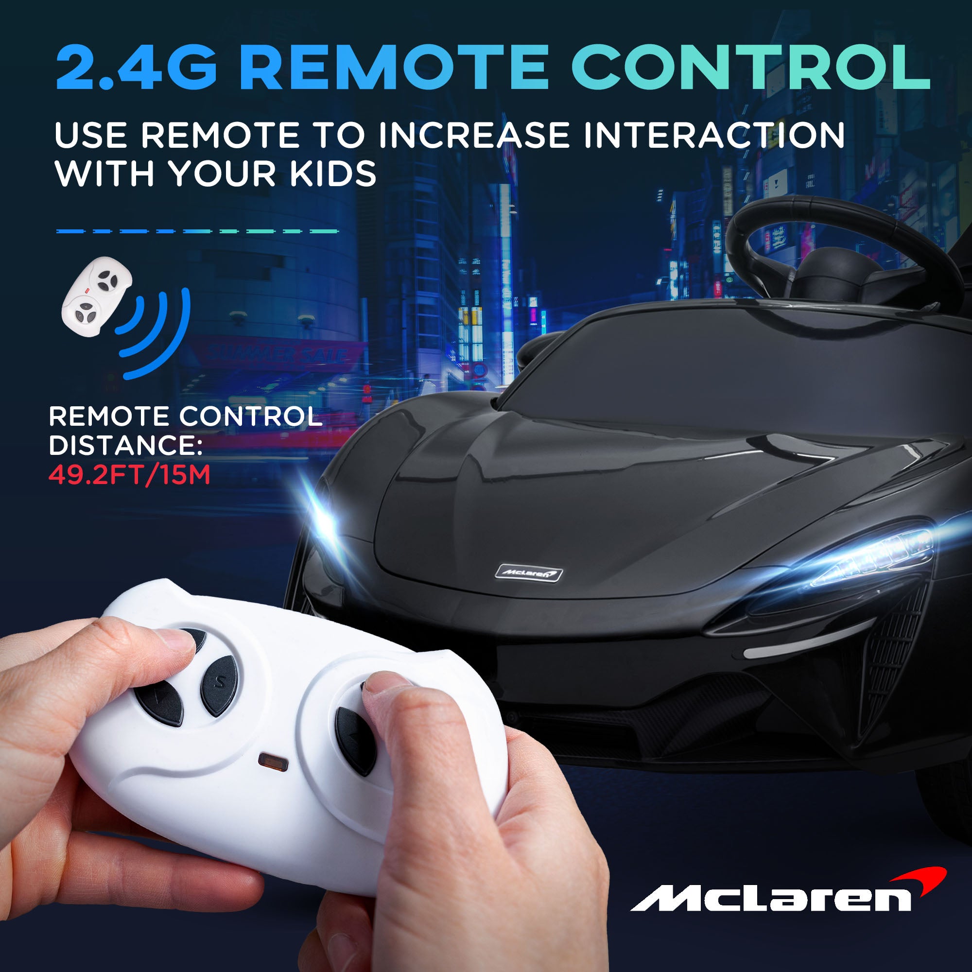 HOMCOM McLaren Licensed Kids Electric Ride-On Car, with Remote Control - Black