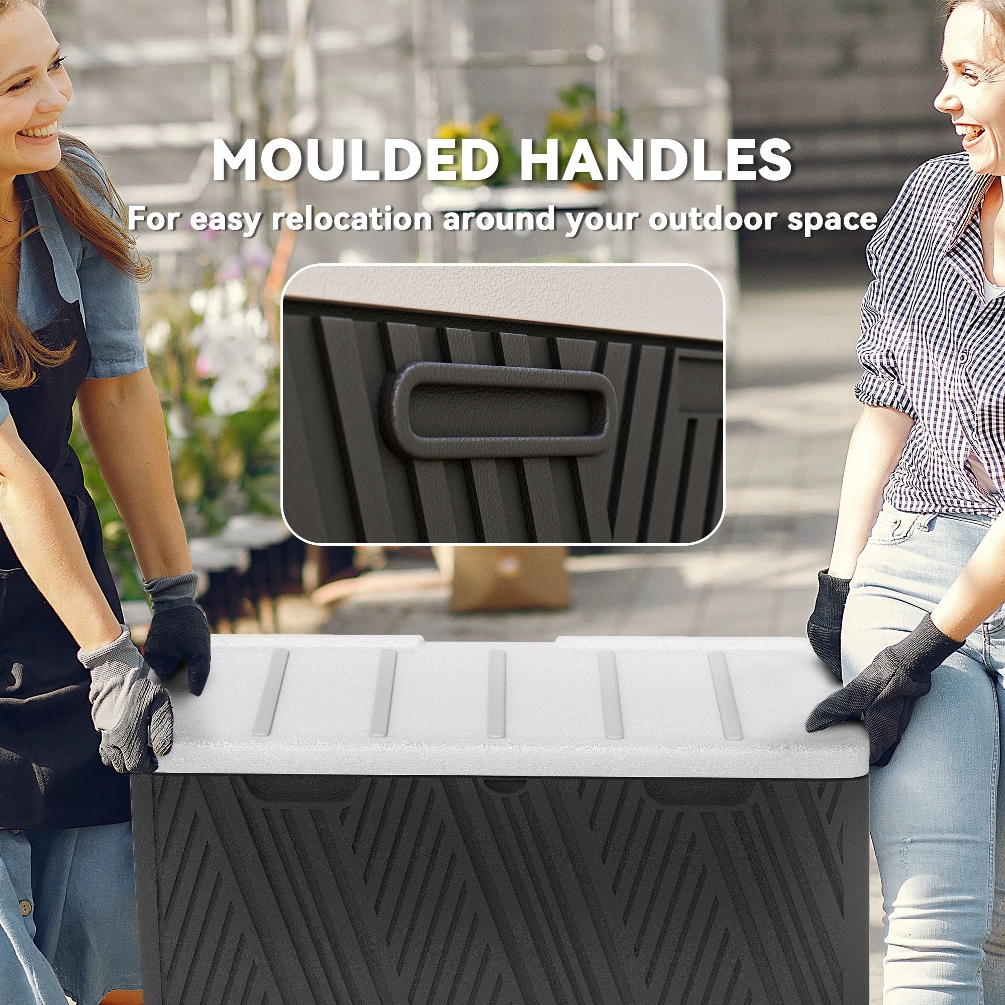 Outsunny 380L Waterproof Outdoor Storage Box, with Lockable Lid - Black - North Peak Garden Furniture
