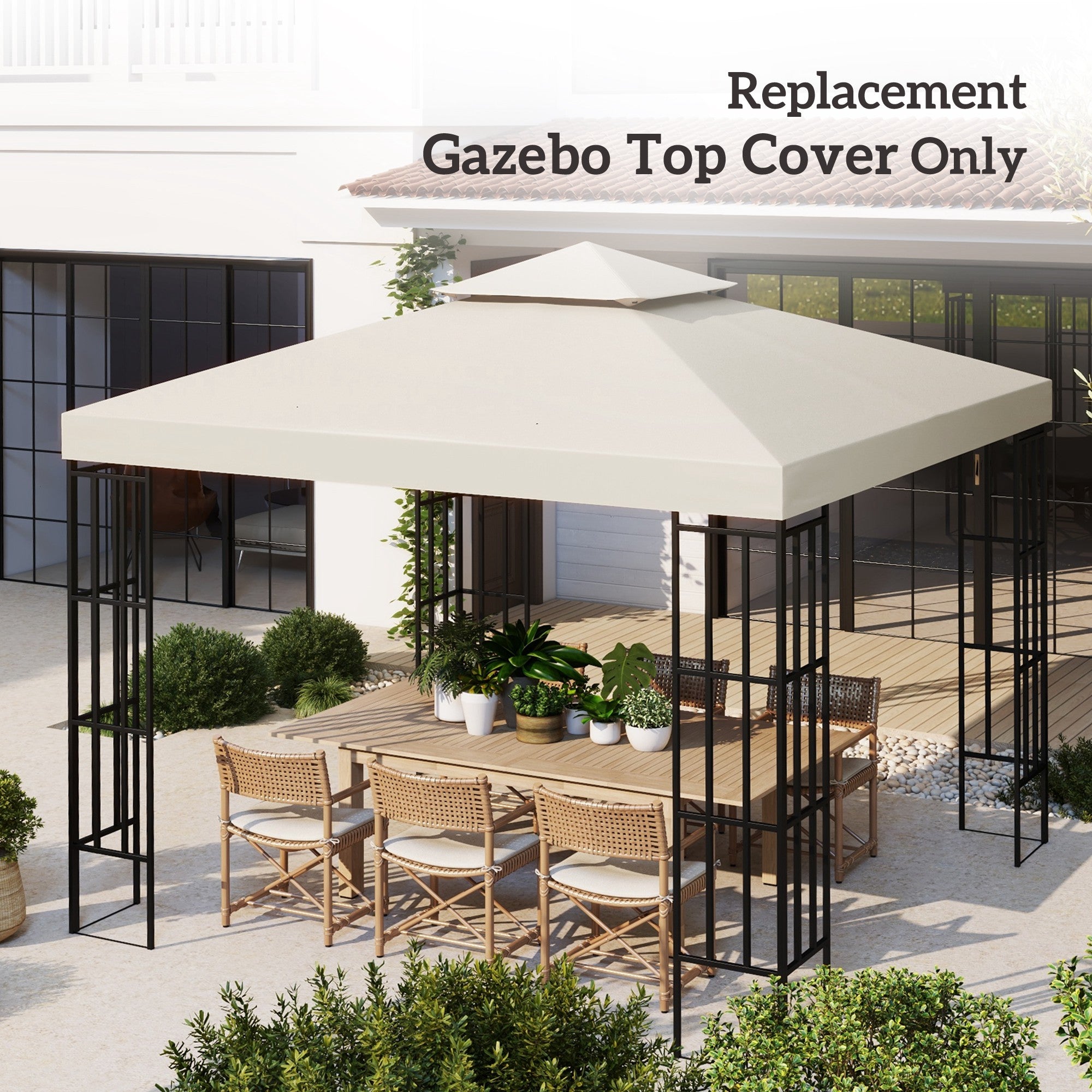 Outsunny Gazebo Replacement Canopy 3x3 m-Cream White