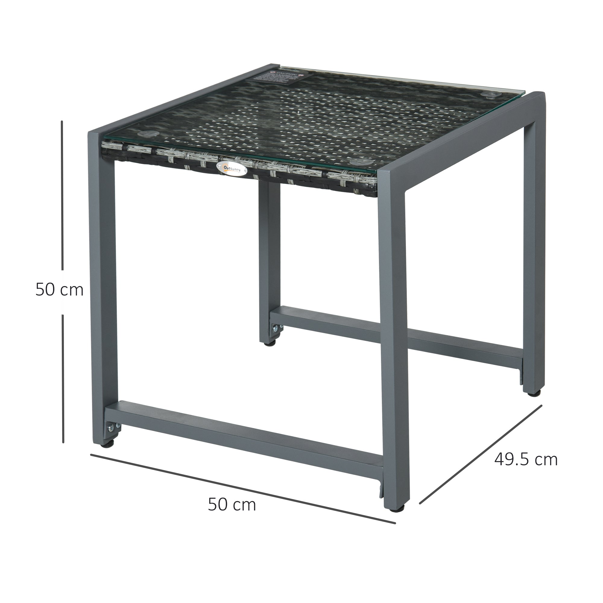 Outsunny Rattan End Table Side Coffee Desk Outdoor Patio Wicker Sofa Chat Garden Furniture - North Peak Garden Furniture