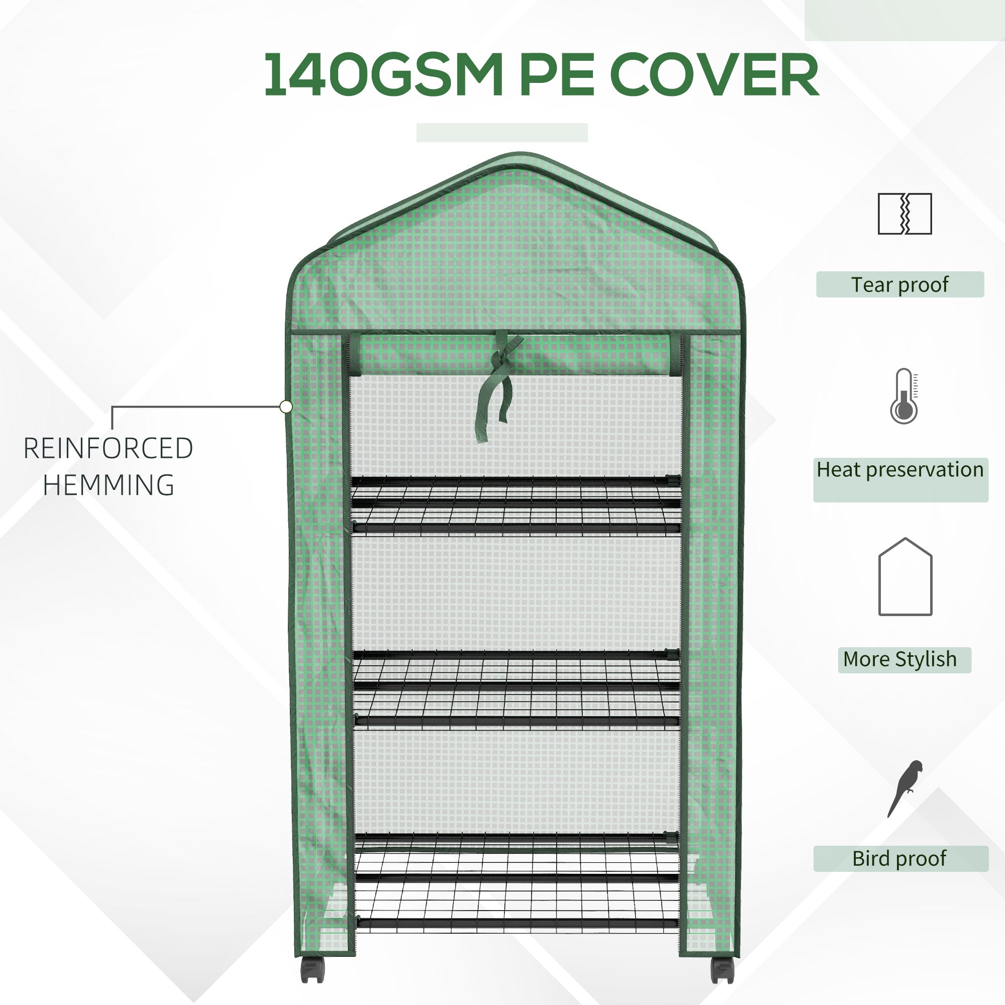 Outsunny Three-Tier Mini Greenhouse - Green - North Peak Garden Furniture