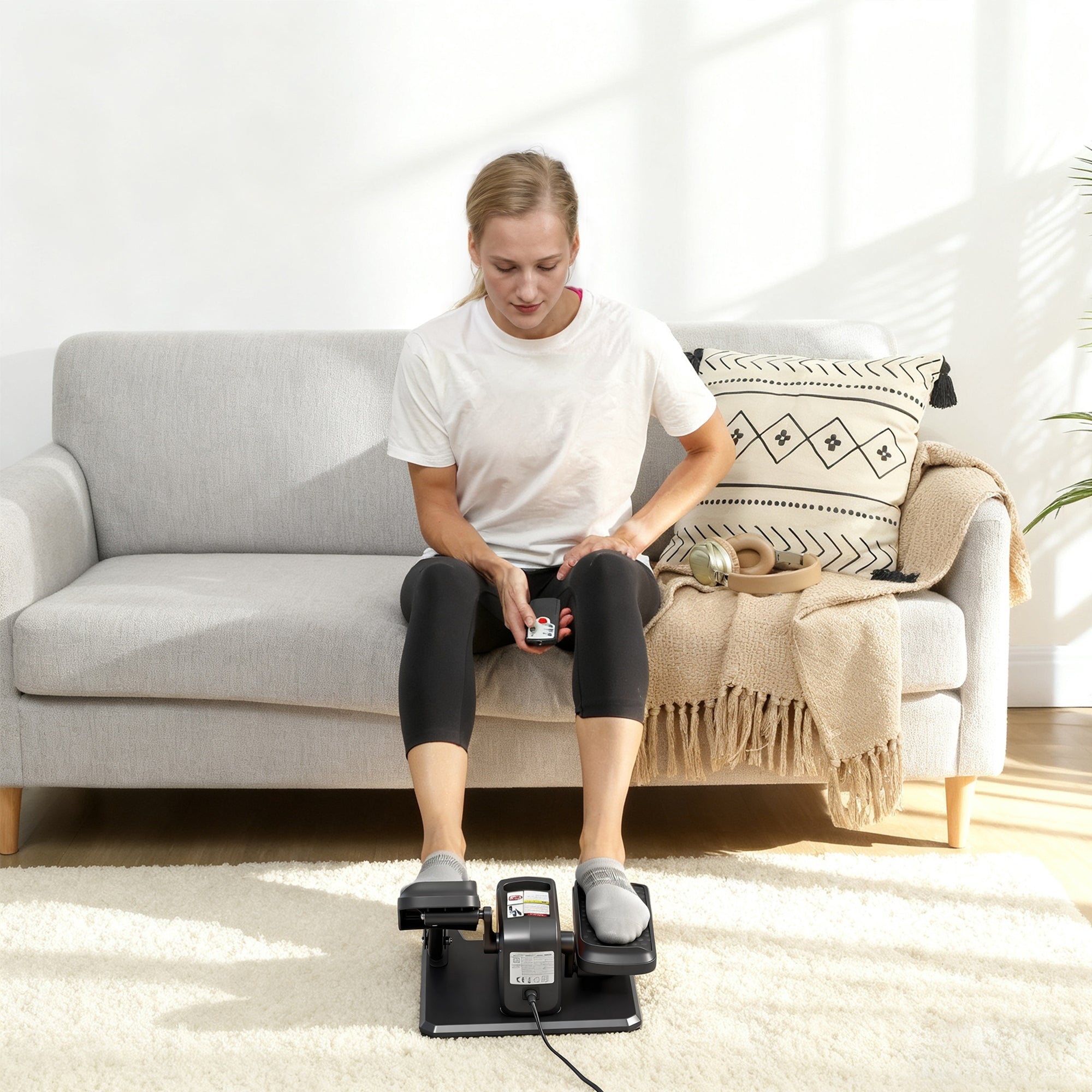 SPORTNOW Under Desk Elliptical Machine for Home, Electric Elliptical Machine with 12 Adjustable Speed, LED Monitor