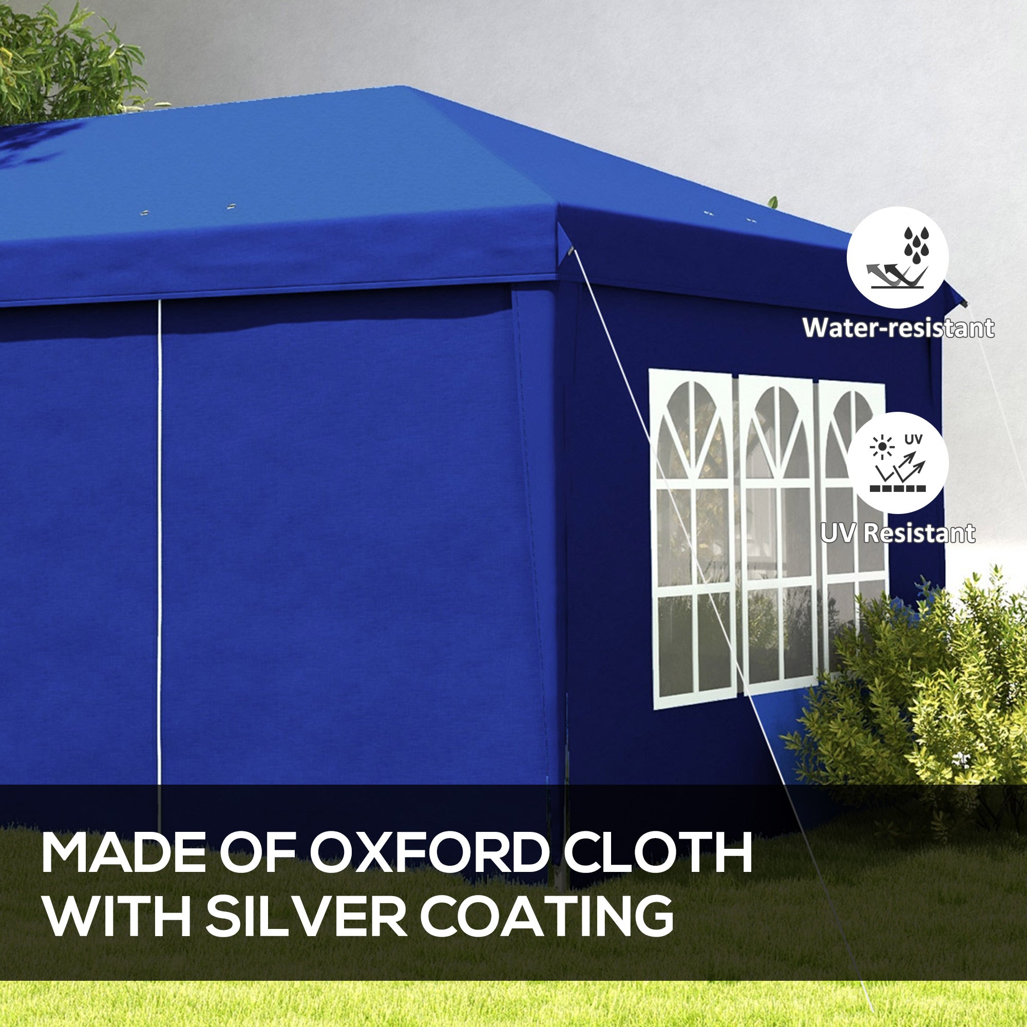 Outsunny 3 x 6m Pop-Up Gazebo, with Curtain Walls and Windows - Blue