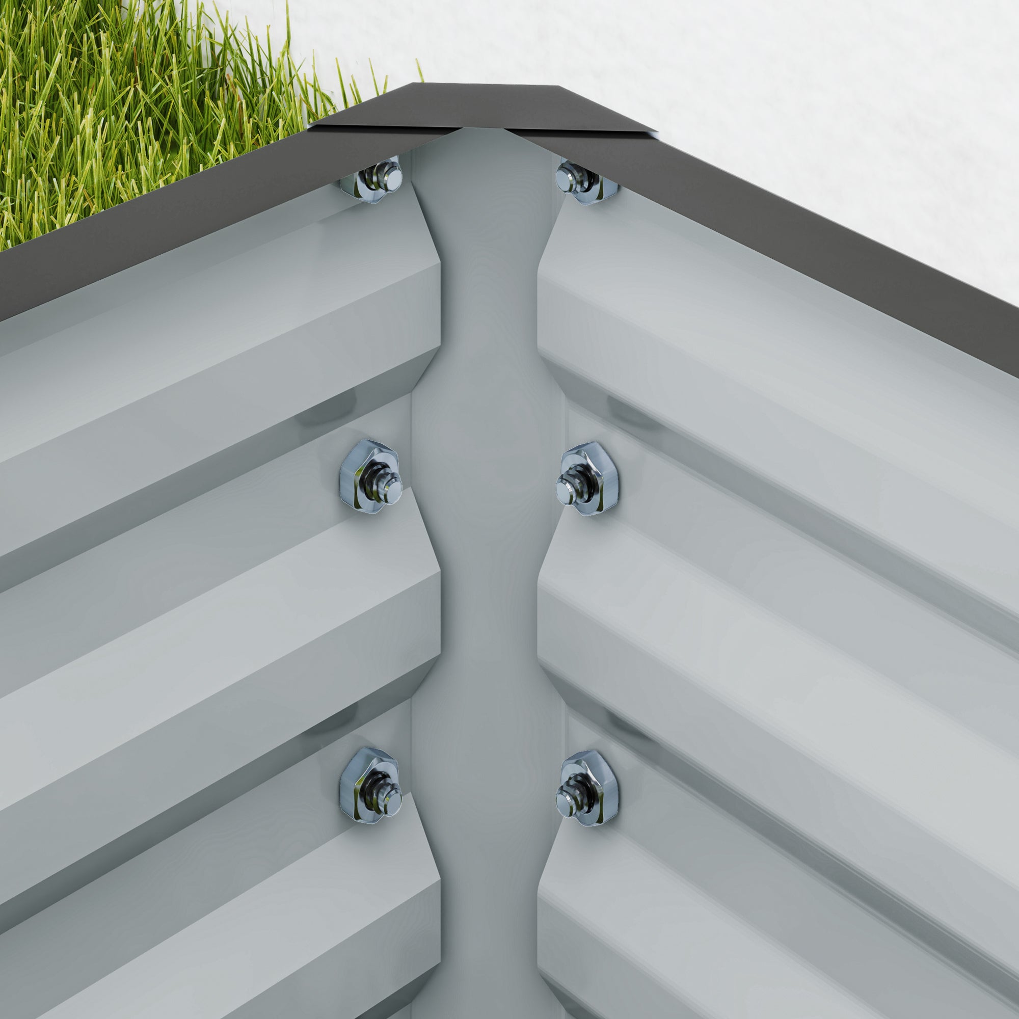 Outsunny Set of Two 110 x 50cm Steel Planter Boxes -  Light Grey