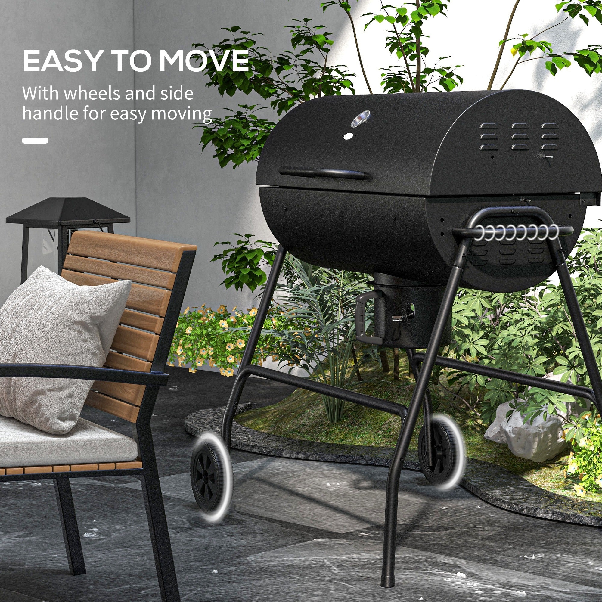 Outsunny Steel Charcoal BBQ, with Ash Catcher and Warming Rack - North Peak Garden Furniture