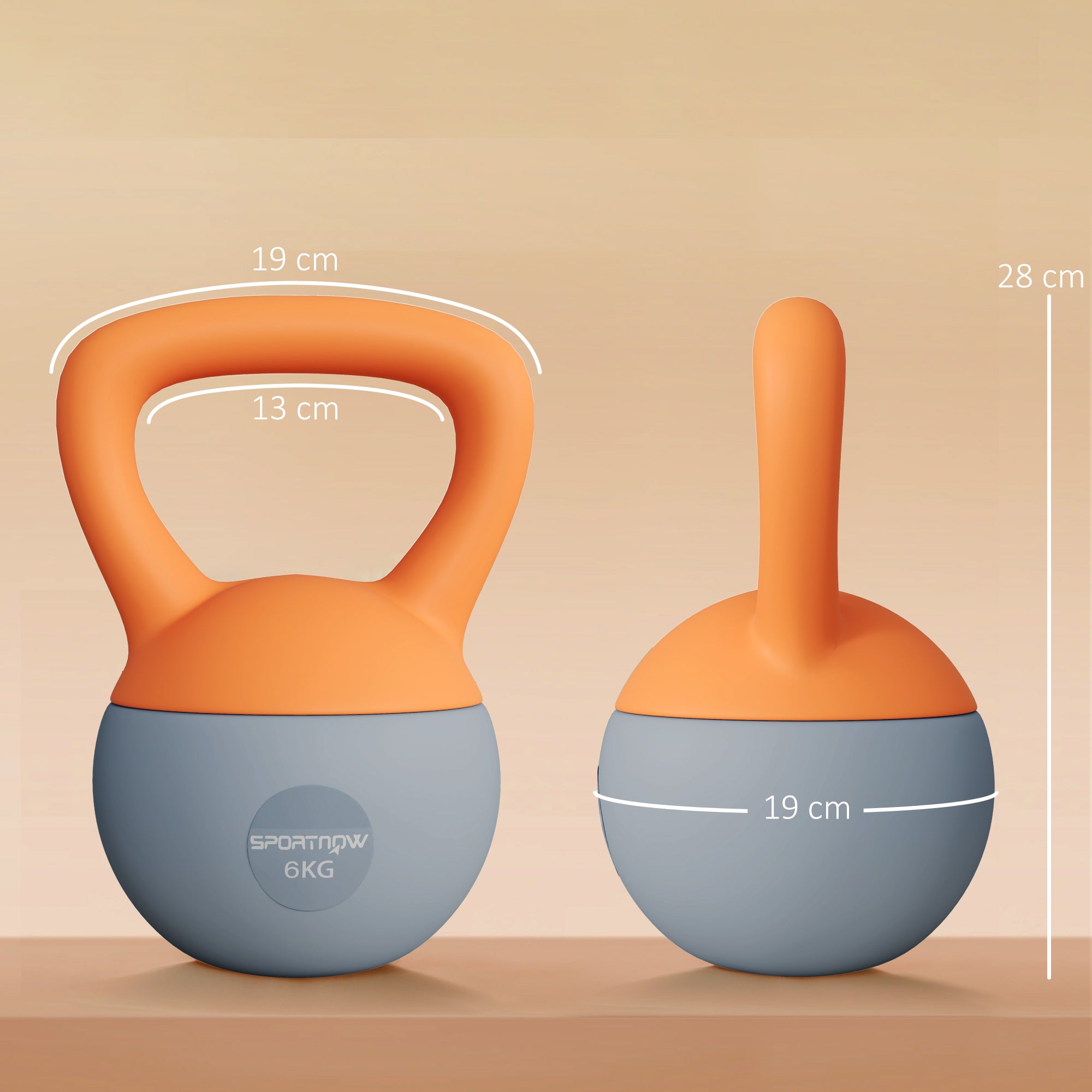 SPORTNOW Soft Kettlebell, 6kg Kettle Bell with Non-Slip Handle for Home Gym Weight Lifting and Strength Training, Orange and Grey