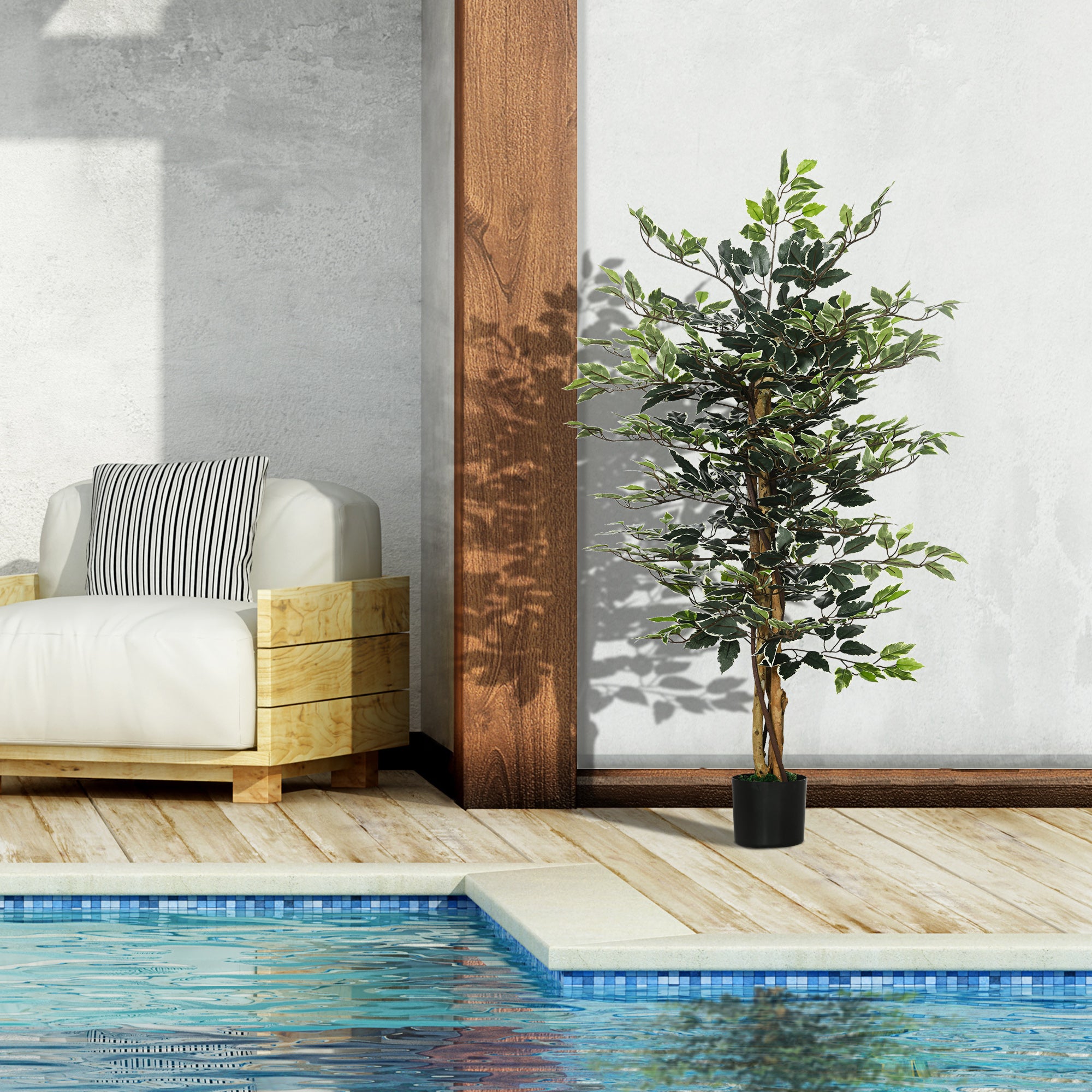 HOMCOM Set of Two Artificial Ficus Trees - North Peak Garden Furniture