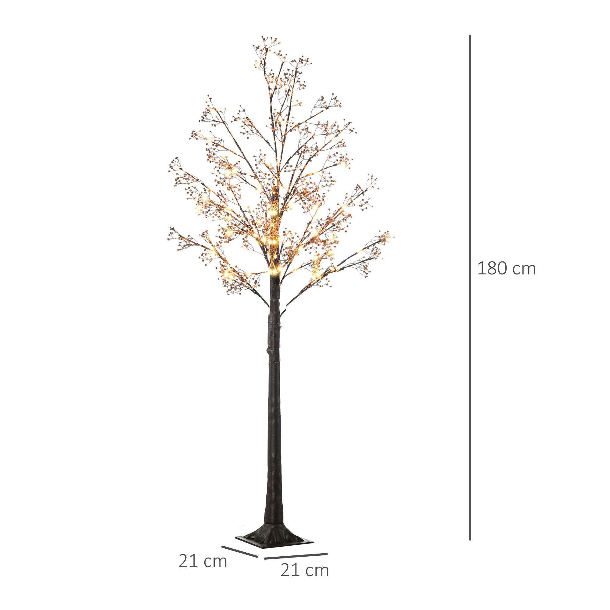 HOMCOM 6ft Artificial Gypsophila Blossom Tree Light with 96 Warm White LED Light, Baby Breath Flowers for Home Party Wedding, Indoor and Outdoor Use - North Peak Garden Furniture