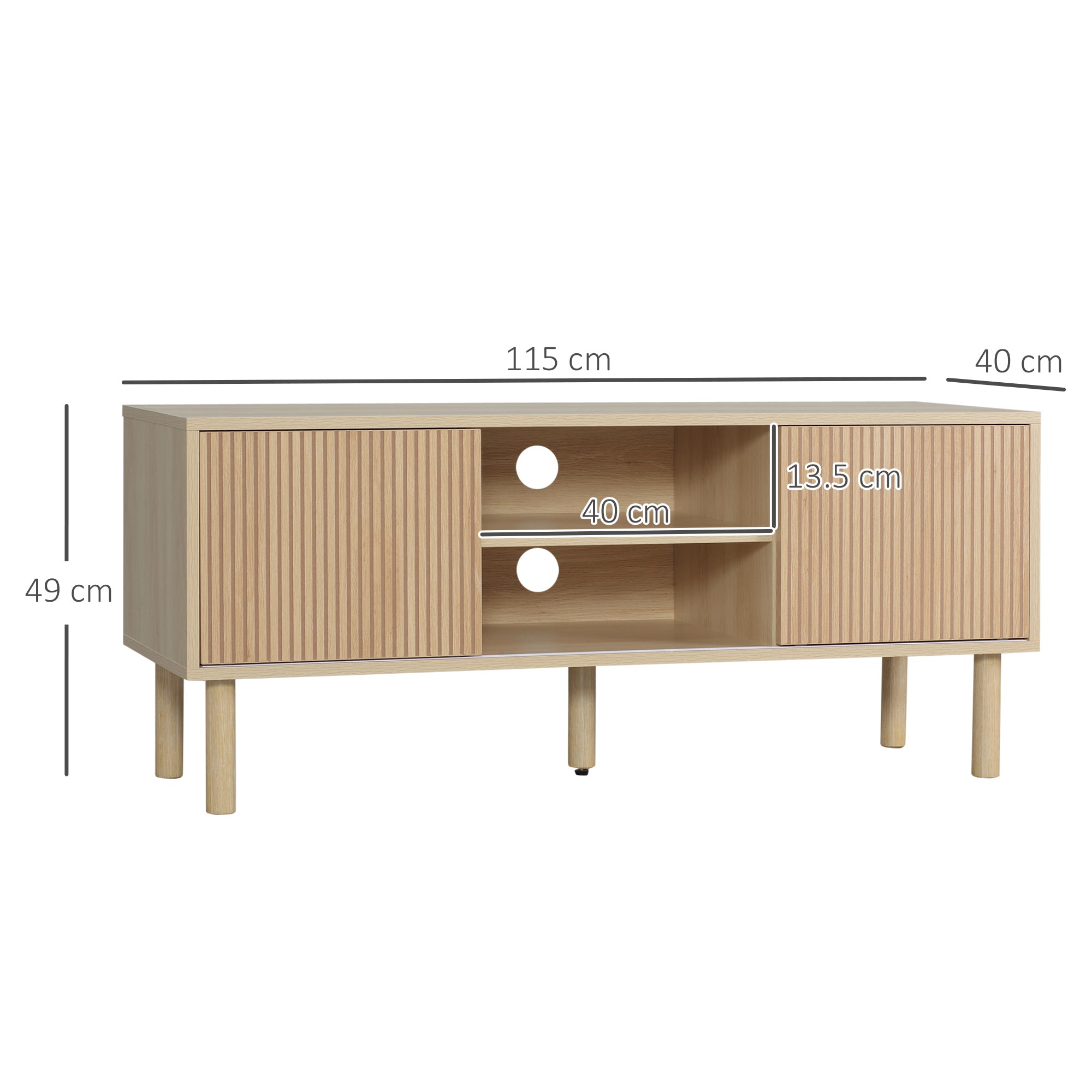 HOMCOM Sliding Door TV Cabinet Stand - Oak Wood-Effect - North Peak Garden Furniture