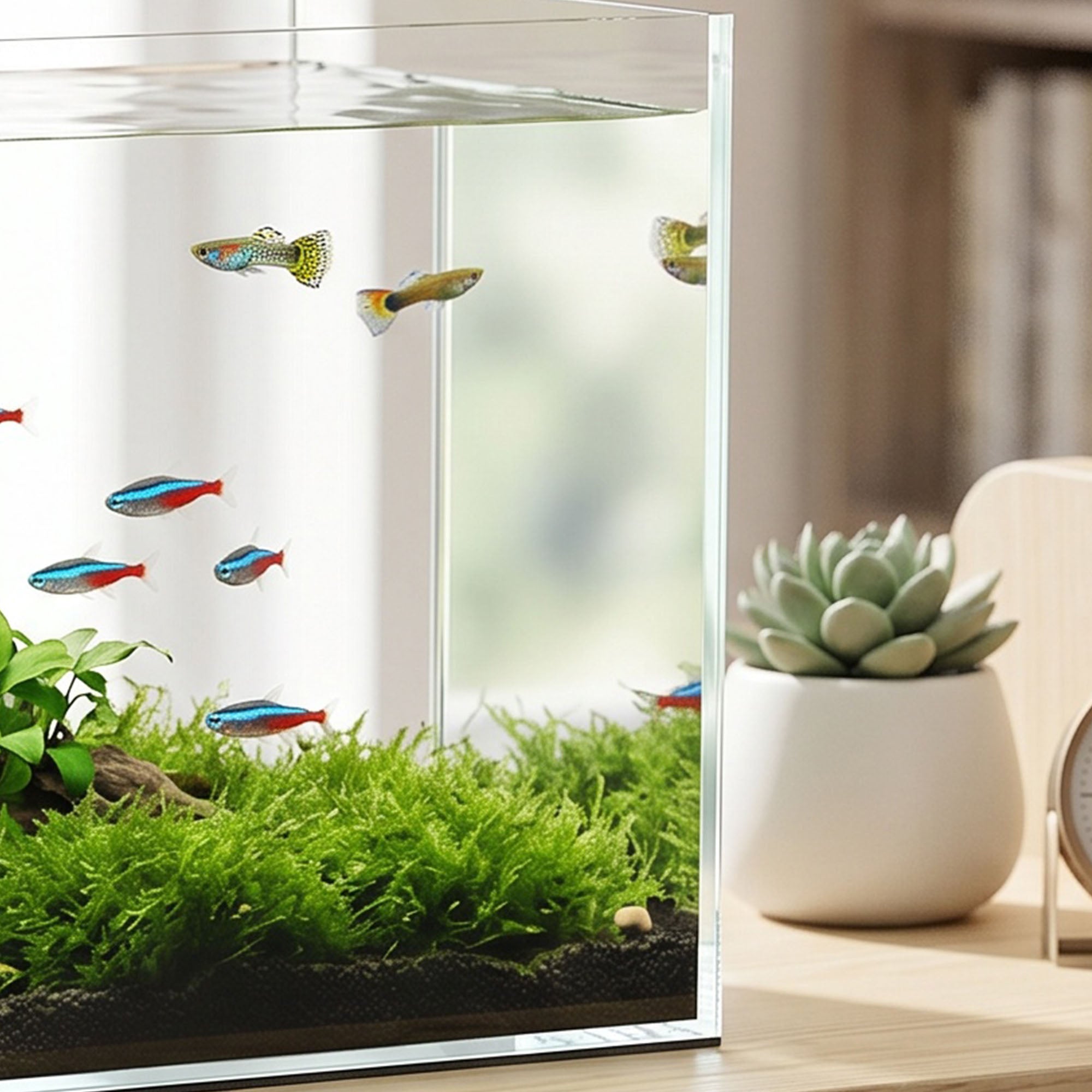 PawHut Fish Tank Bare Glass for DIY Glass Aquarium with Protective Base Mat 51L Transparent for Fish Shrimps
