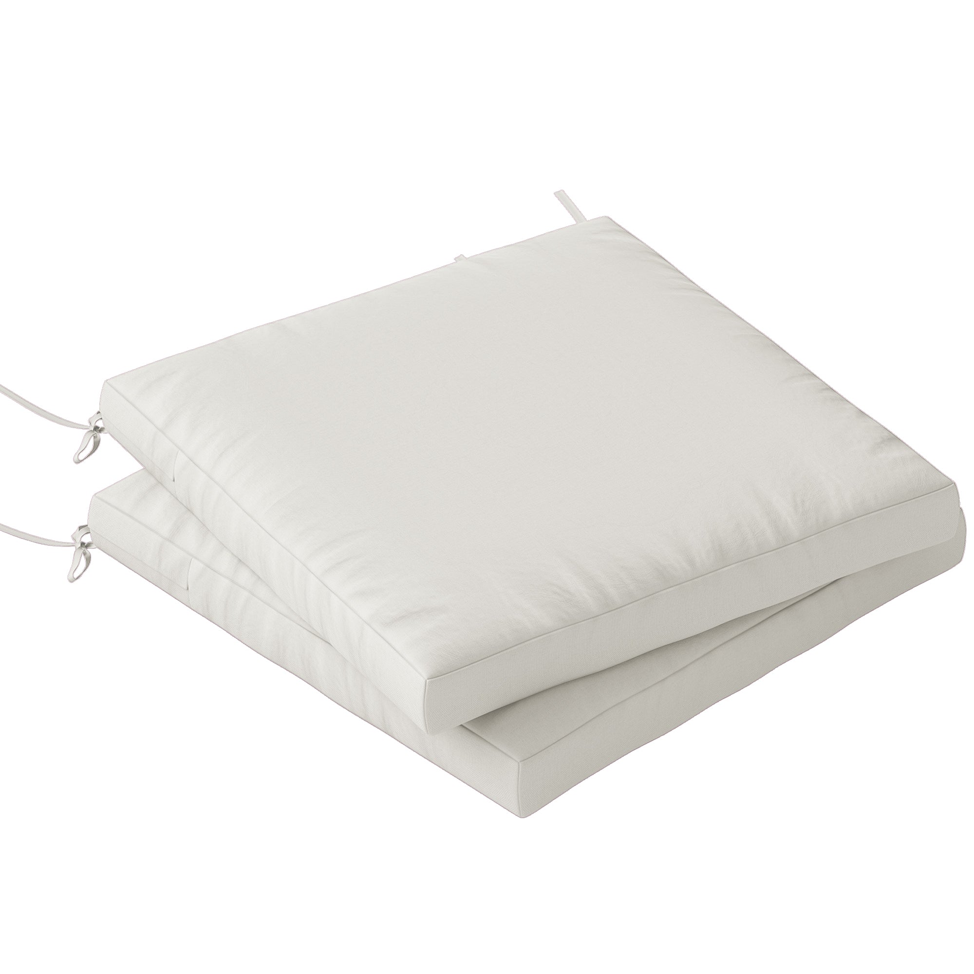 Outsunny Outdoor Seat Cushions Set of 2 with Ties, Waterproof Garden Seat Pads, Cream White