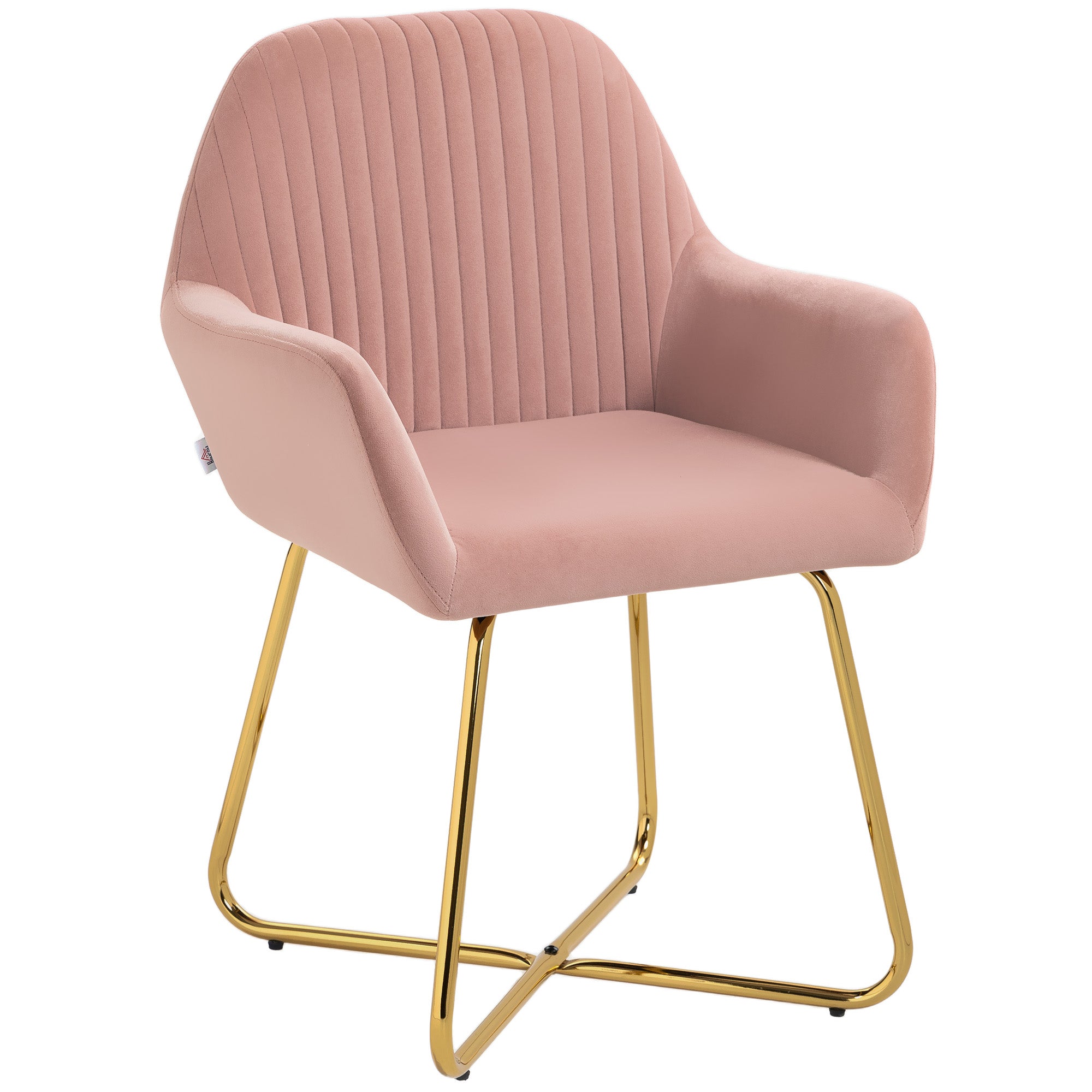 HOMCOM Modern Arm Chair Upholstered Accent Chair with Metal Base for Living Room Pink - North Peak Garden Furniture