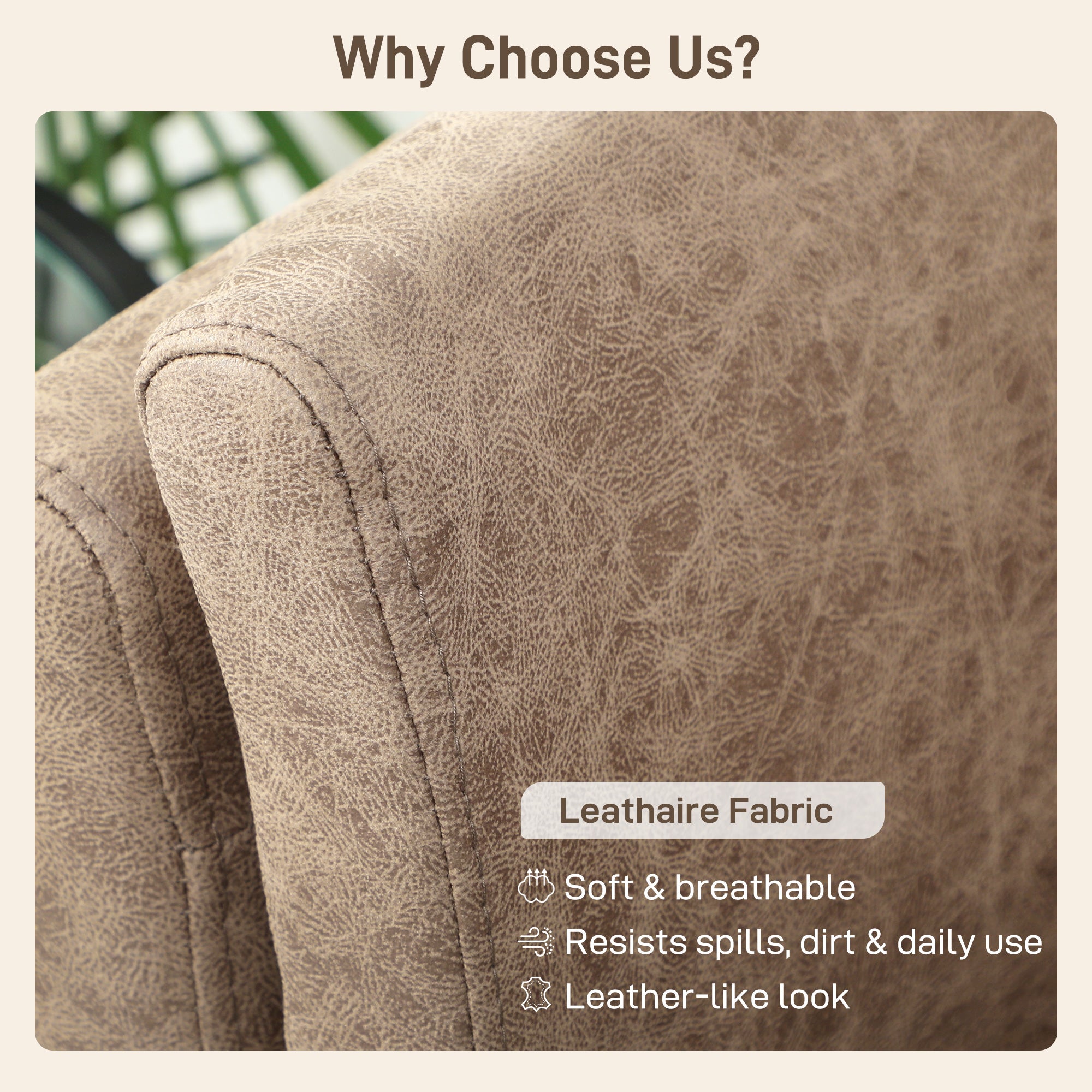 HOMCOM Two-Seater Leathaire Sofa - Light Brown