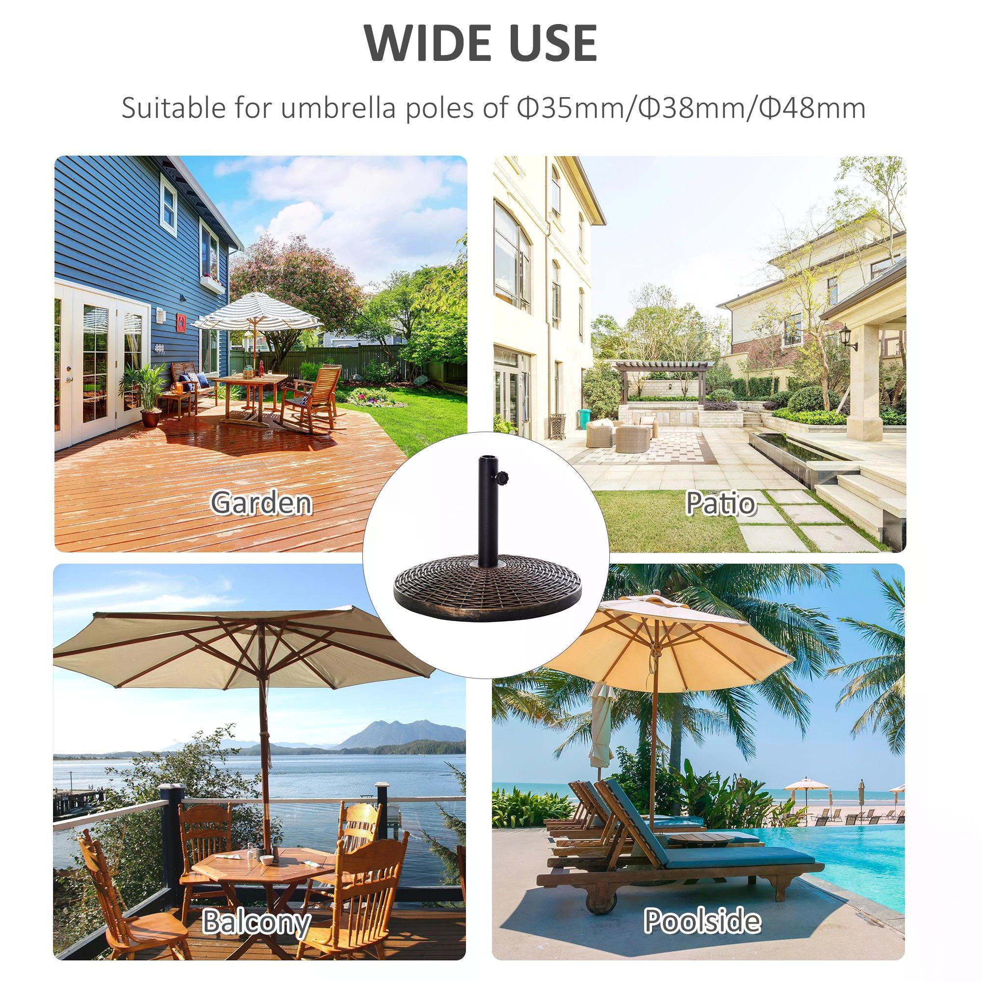 Outsunny Patio Parasol Base: Weighted 25kg Stand for Outdoor Umbrellas, Weather-Resistant, Jet Black