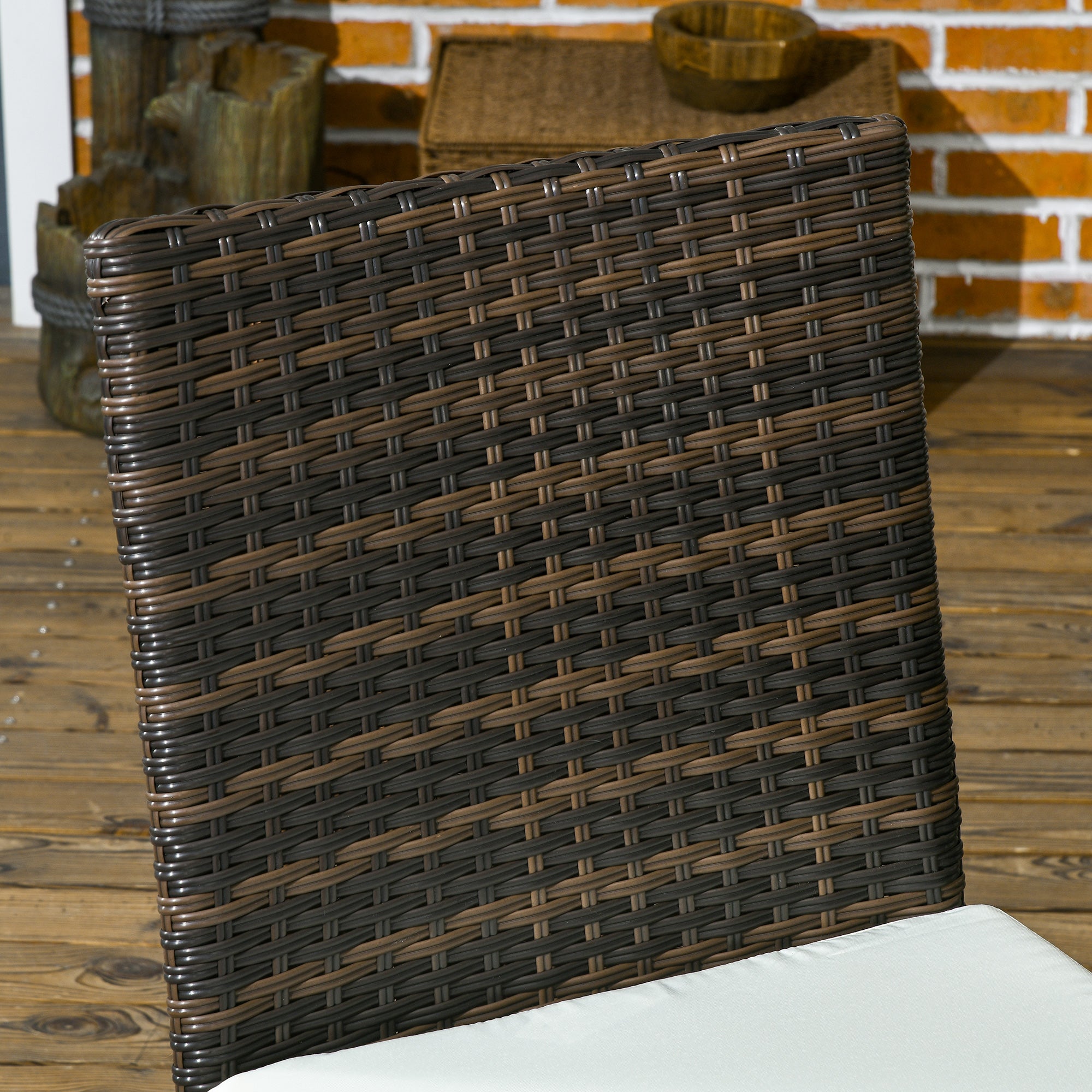 Outsunny Set of Two Armless Rattan Garden Chairs - Brown - North Peak Garden Furniture