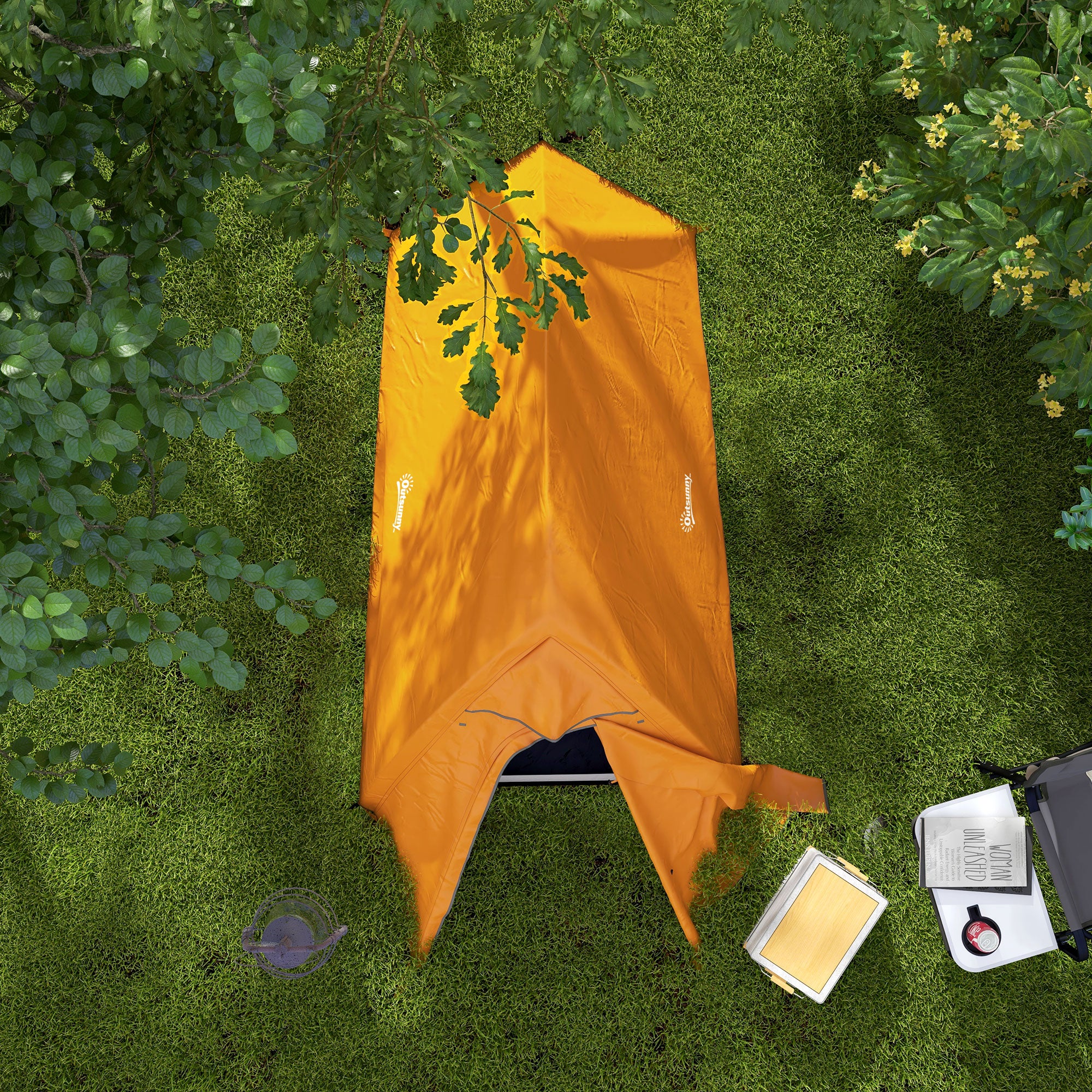 Outsunny Double Layer Camping Tent, 1-2 Man Backpacking Tent with Carry Bag, 2000mm Waterproof and Lightweight, Orange - North Peak Garden Furniture