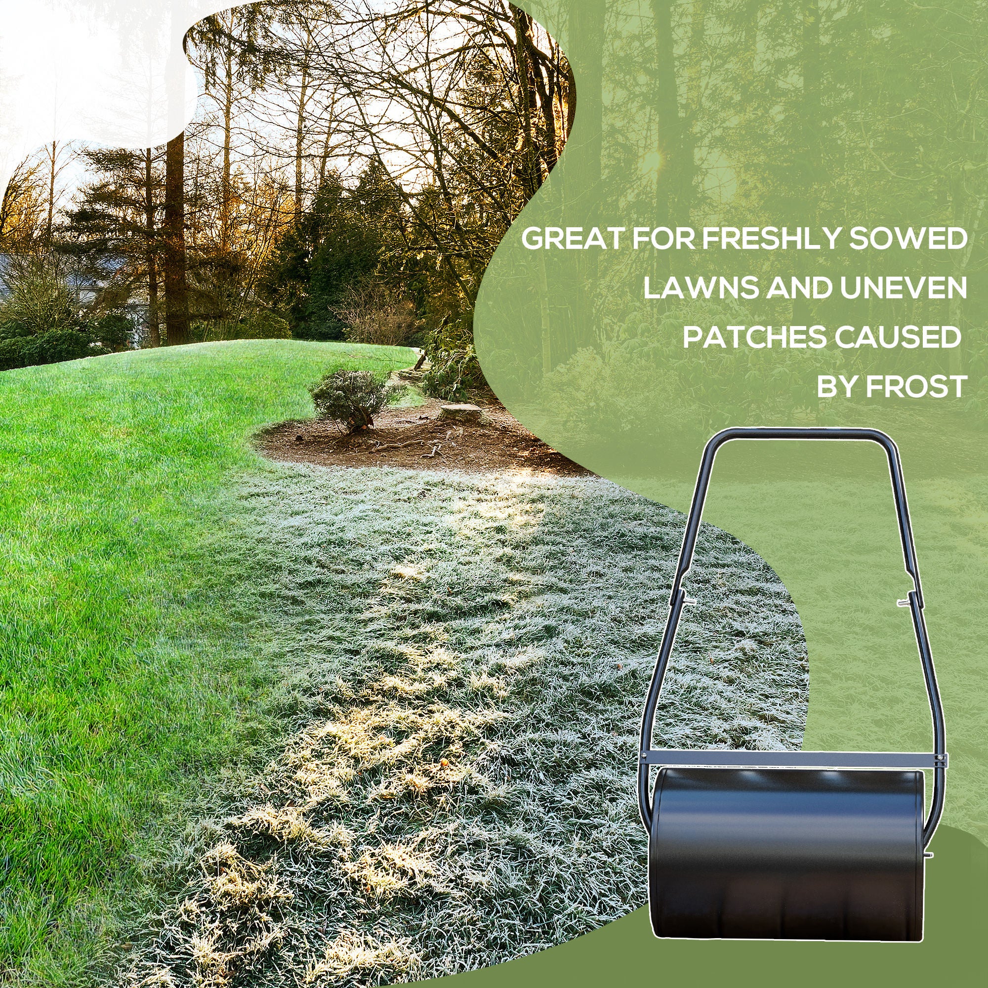 DURHAND 38L Heavy Duty Water or Sand Filled Garden Steel Lawn Roller Drum Φ50cm Black - North Peak Garden Furniture