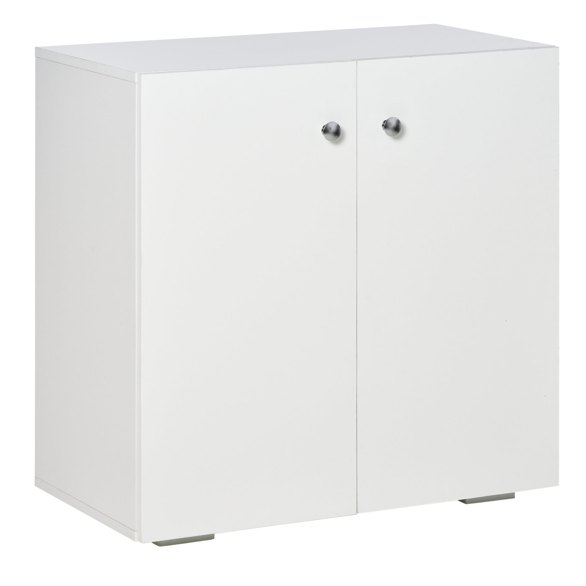 HOMCOM Storage Cabinet w/ Two Shelves Wooden Sideboard Freestanding Kitchen Cupboard Bookcase - White - North Peak Garden Furniture
