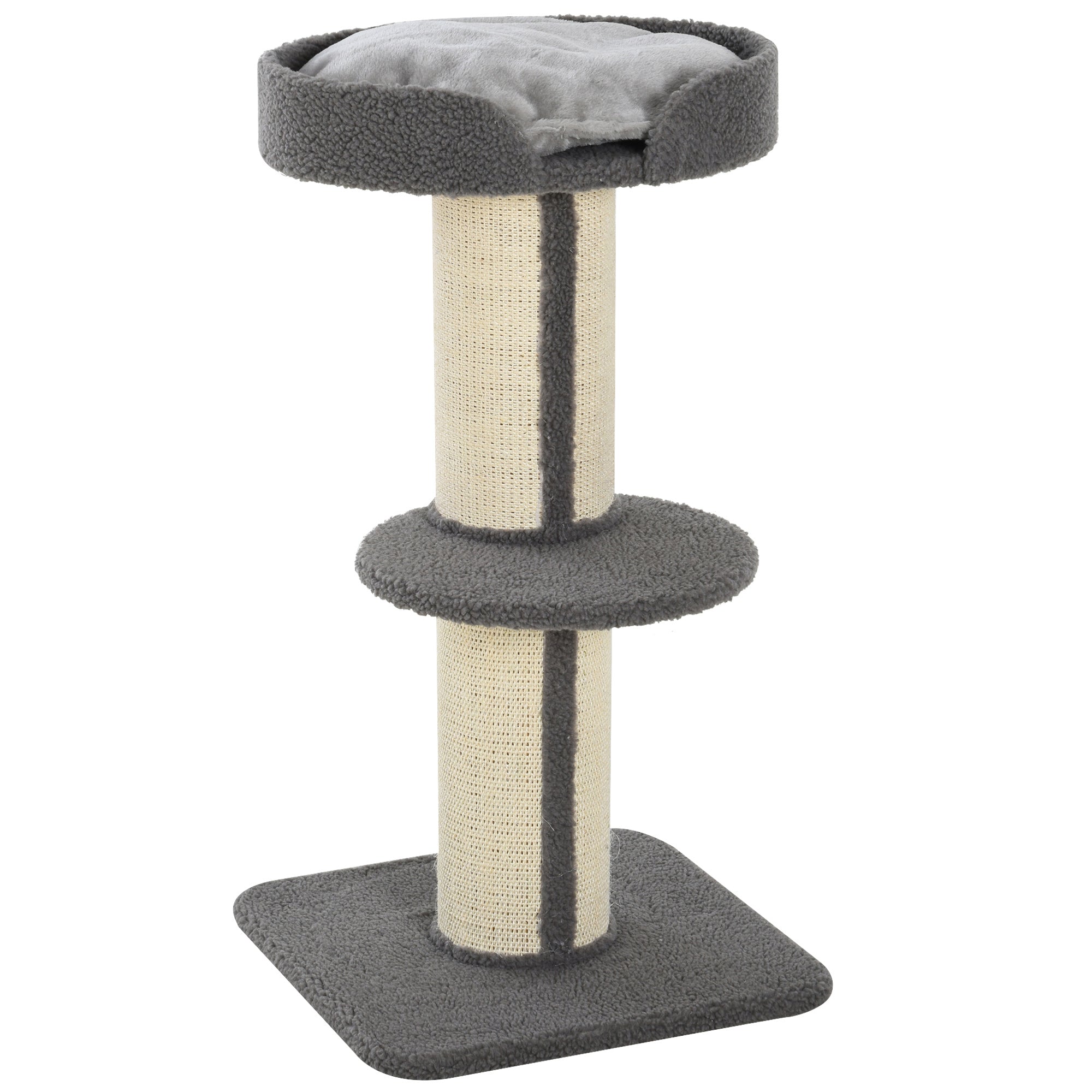 PawHut 91cm Cat Tower Scratching Posts Cat Tree for Indoor Cats Kitten Activity Centre Grey - North Peak Garden Furniture