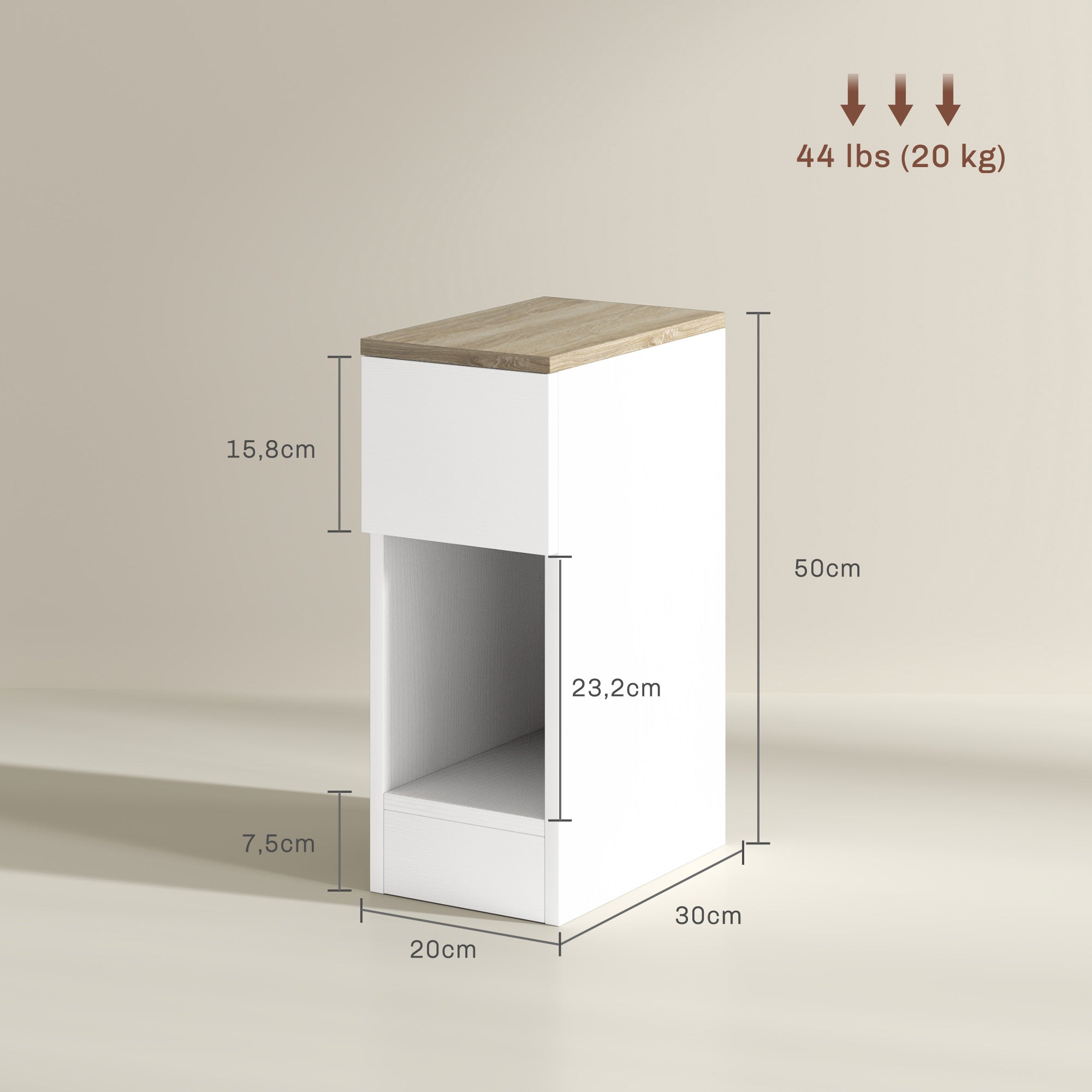 HOMCOM Set of Two Modern Storage Bedside Tables - White - North Peak Garden Furniture