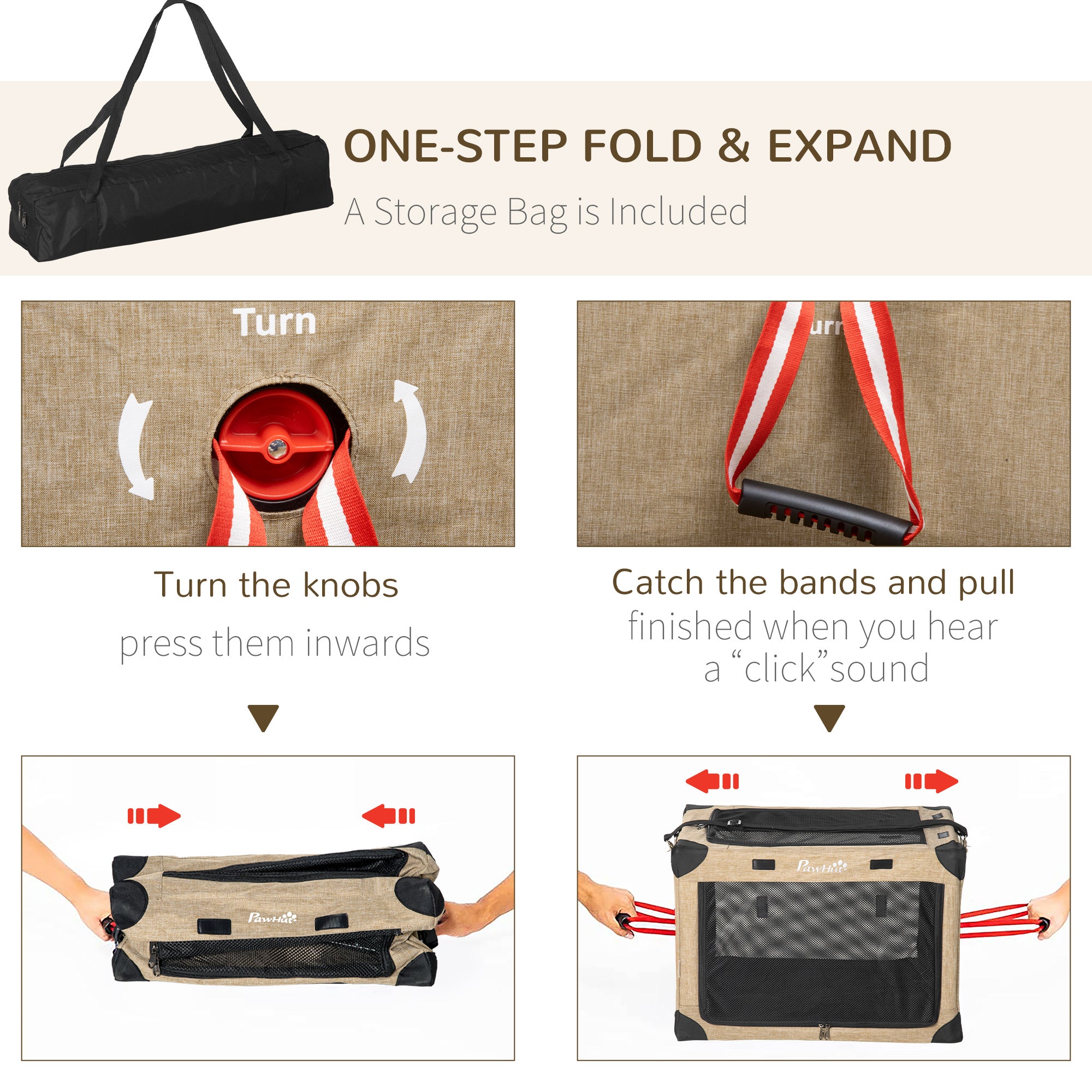 PawHut Foldable Pet Carrier, with Cushion, for Small Dogs and Cats - North Peak Garden Furniture