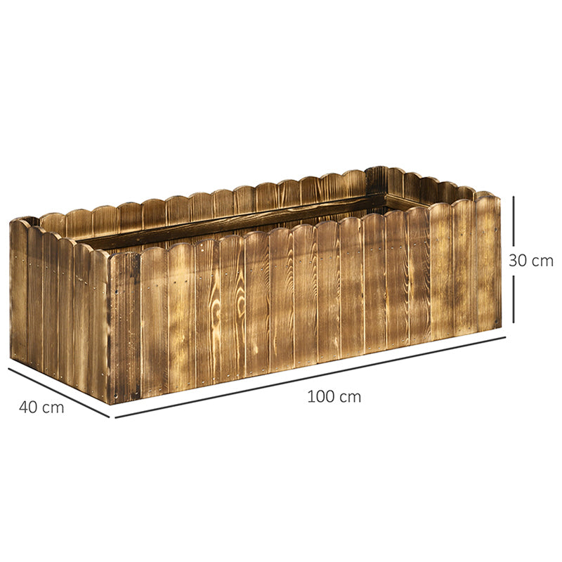 Outsunny 109L Raised Garden Bed, Wooden Rectangle Planter Box, Outdoor Herb Vegetable Flower Pot (100L x 40W x 30H cm)