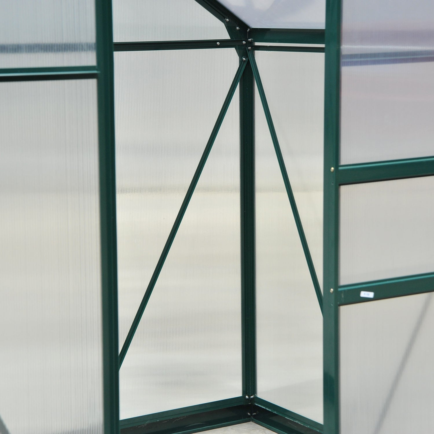 Outsunny 6 x 4ft Polycarbonate Greenhouse, Large Walk-In Green House with Slide Door and Window, Garden Plants Grow House with Aluminium Frame and Foundation, Dark Green - North Peak Garden Furniture