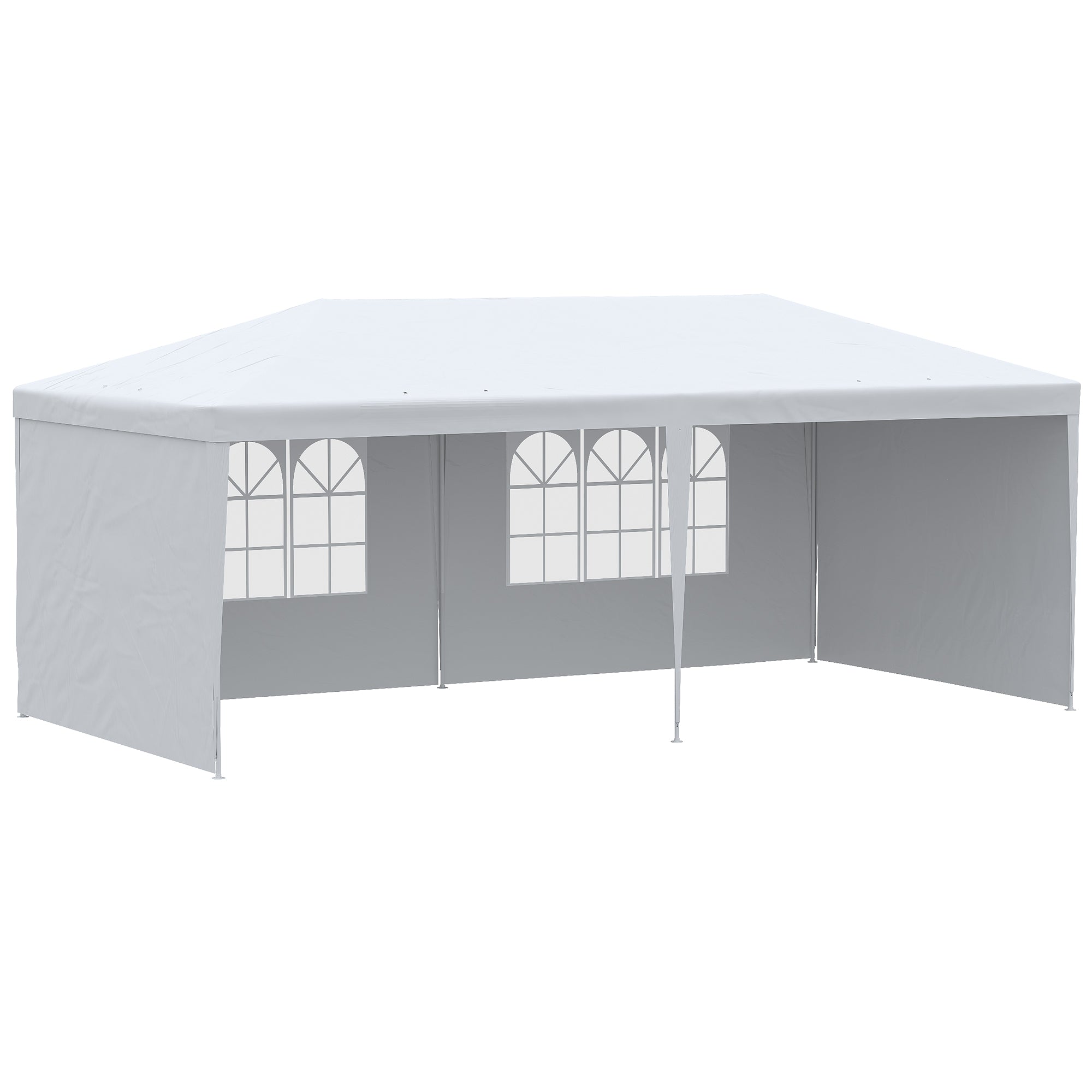 Outsunny 6 x 3 m Party Tent Gazebo Marquee Outdoor Patio Canopy Shelter with Windows and Side Panels White - North Peak Garden Furniture