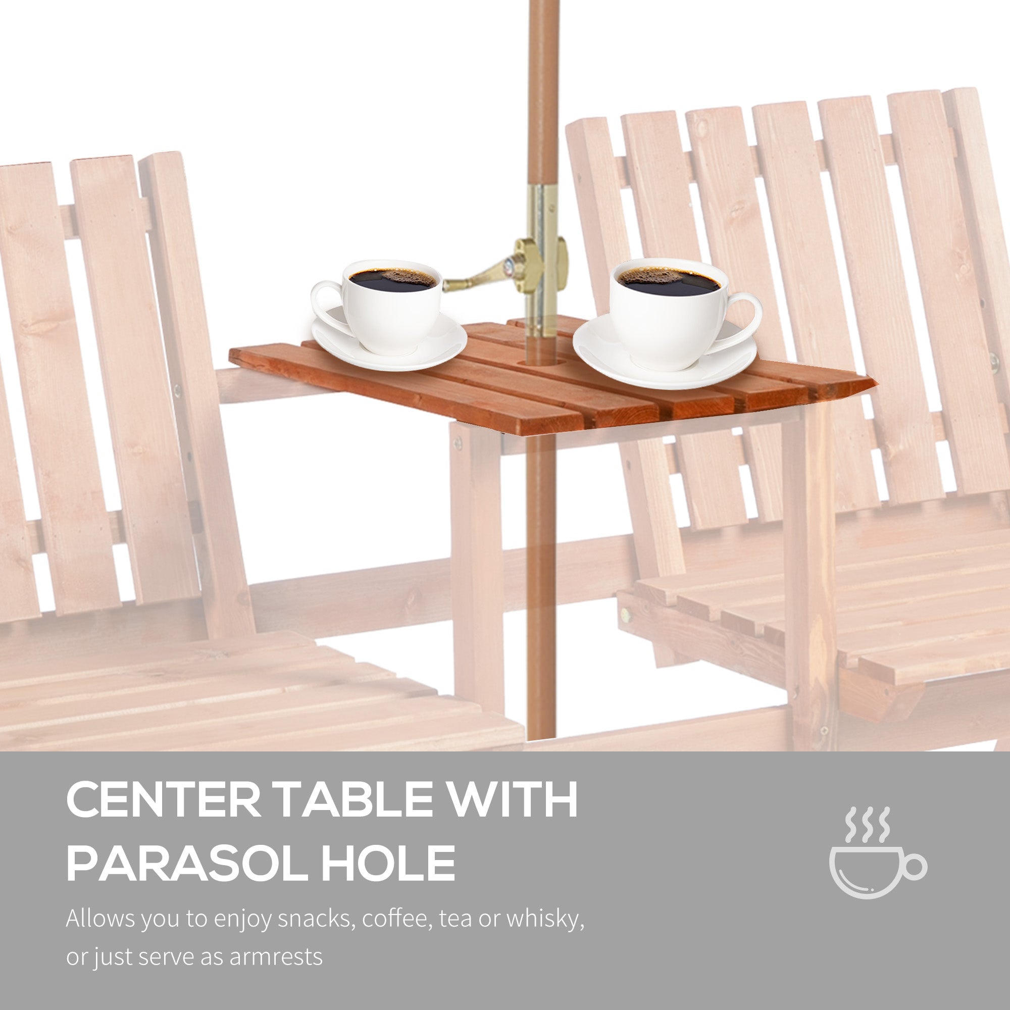 Outsunny 2-Seater Fir Wood Bench w/ Centre Table - North Peak Garden Furniture