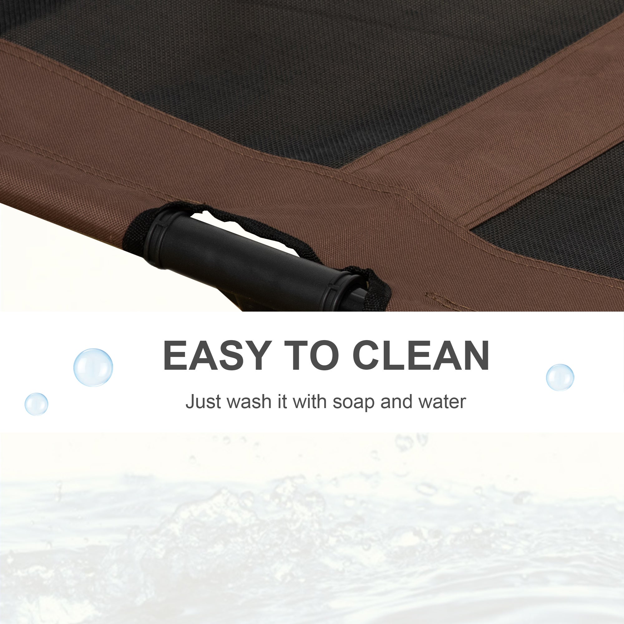 PawHut Large Raised Dog Bed Cat Elevated Lifted Cooling Portable Camping Basket Outdoor Indoor Mesh Pet Cot Metal Frame Brown - North Peak Garden Furniture