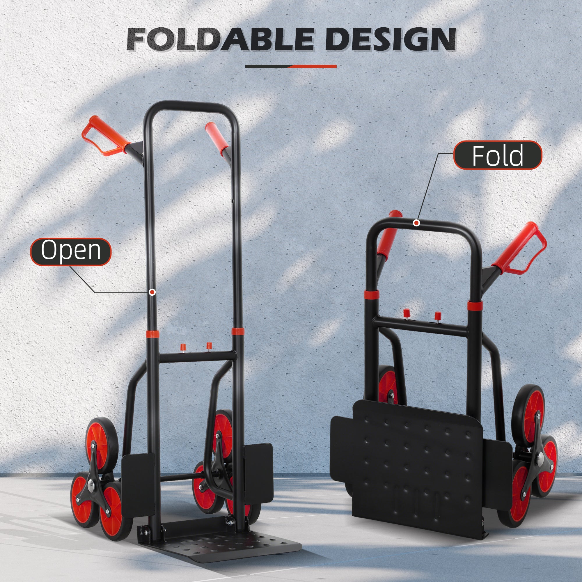 DURHAND Steel Climbing Stairs Trolley Hand Trucks 6-Wheels Foldable Load Cart 120kg
