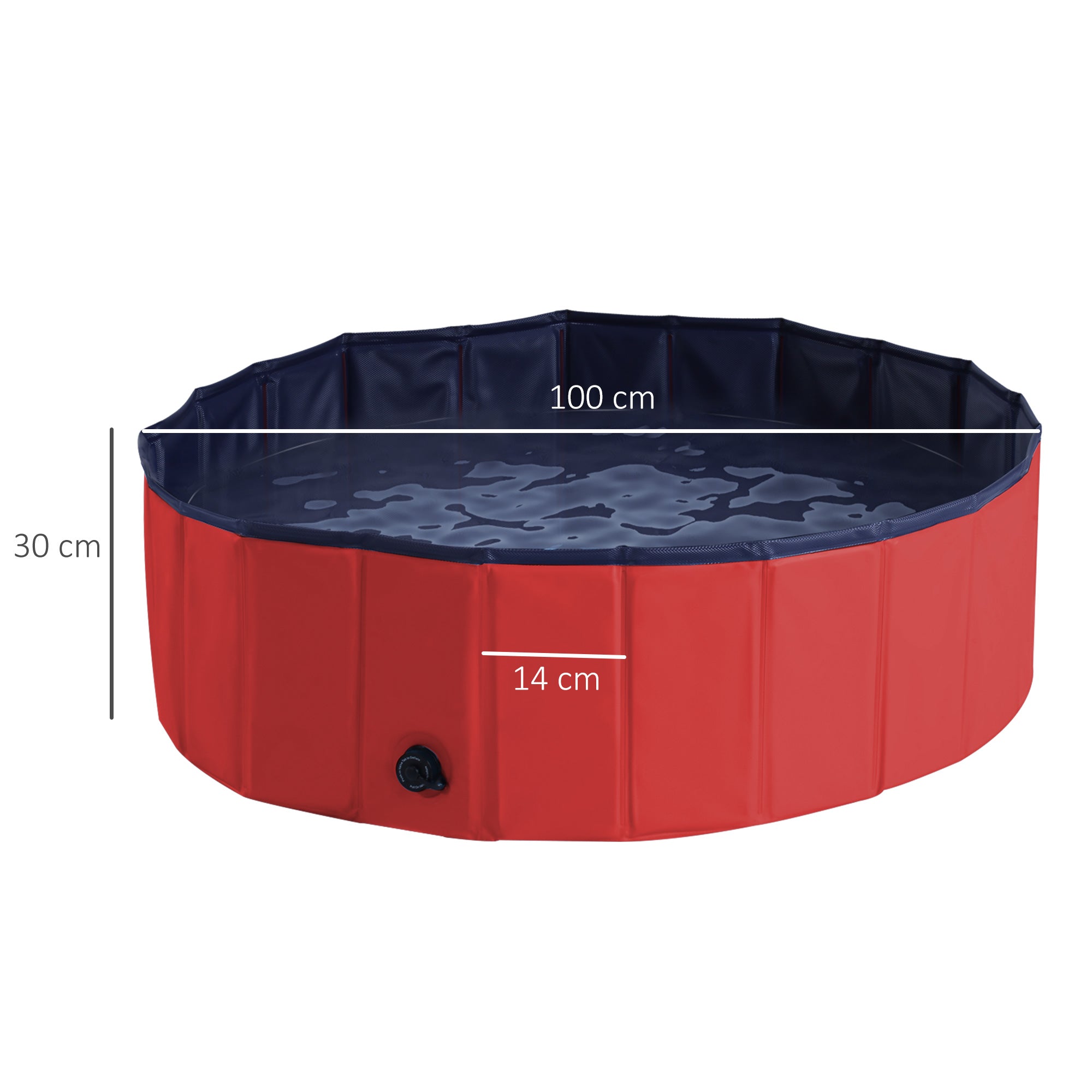 PawHut Foldable Dog Paddling Pool Pet Cat Swimming Pool Indoor/ Outdoor Collapsible Summer Bathing Tub Shower Tub Puppy Washer, Φ 100 x 30H cm, Red - North Peak Garden Furniture