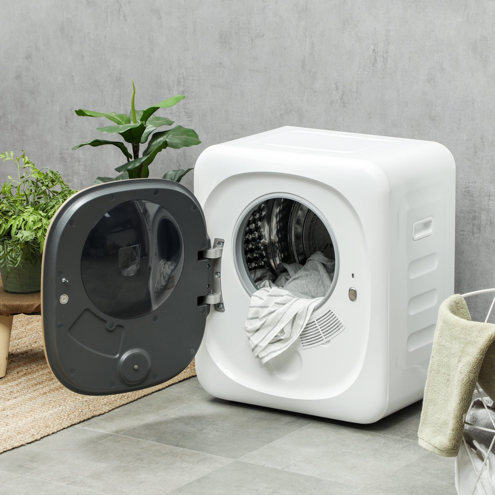 HOMCOM 4kg Vented Tumble Dryer with Deodorize, Smart Mode, 800W Compact Tumble Dryer with Stainless Steel Tub, Front Load, for Flat, Home, RVs, White - North Peak Garden Furniture