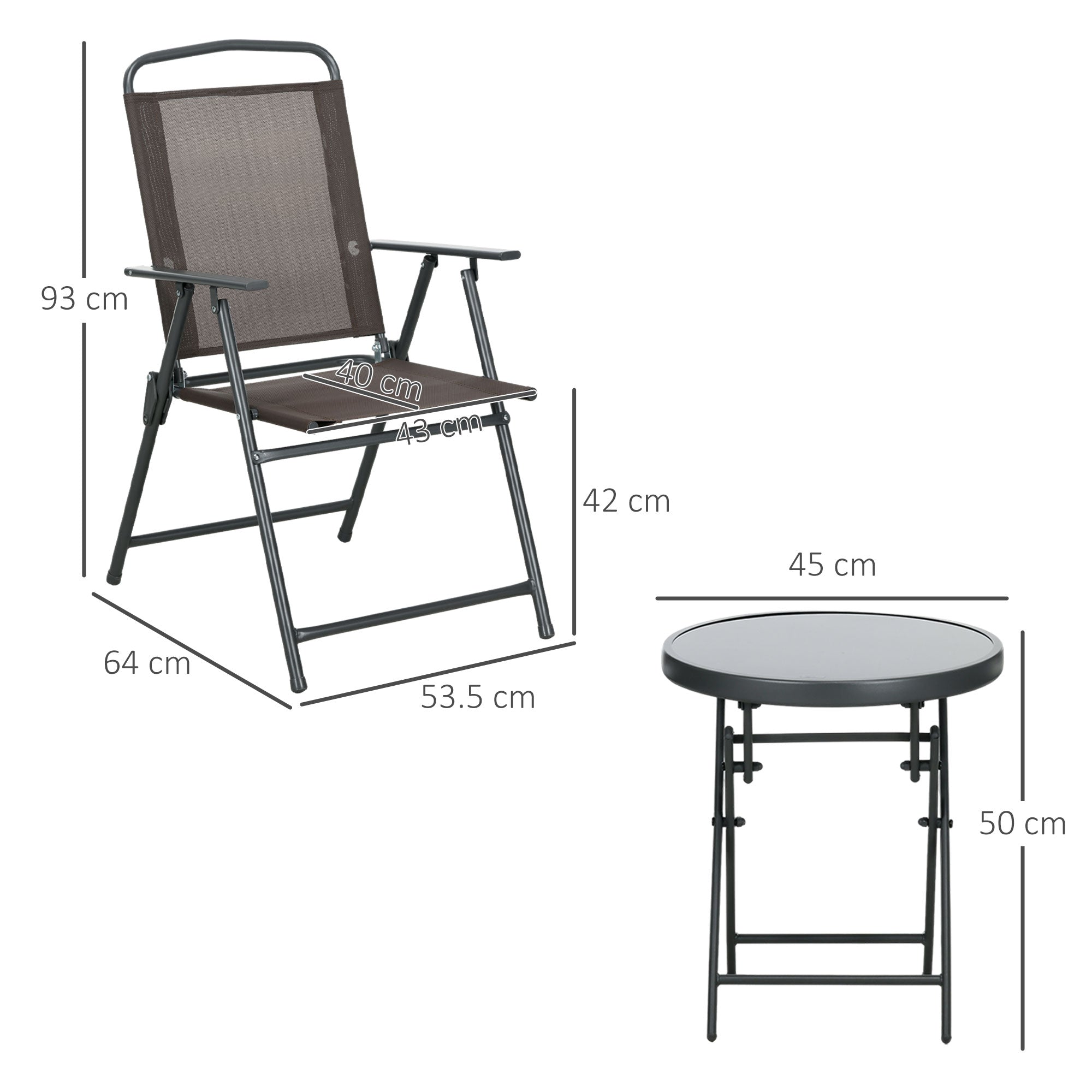 Outsunny Three-Piece Garden Seat Set, with Glass-Top Table - Brown - North Peak Garden Furniture