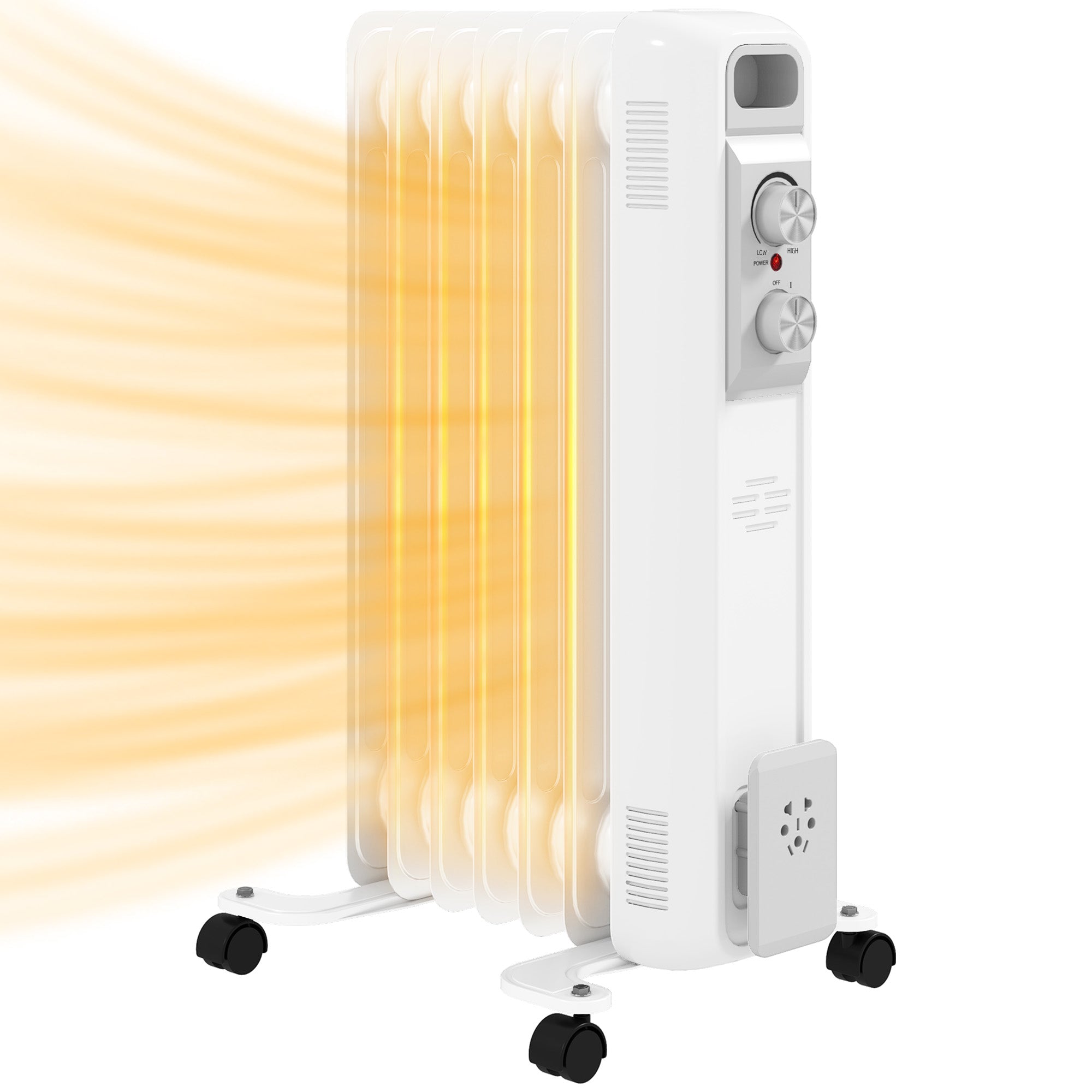 HOMCOM 1.5kW Nine Fin Oil-Filled Radiator - White - North Peak Garden Furniture