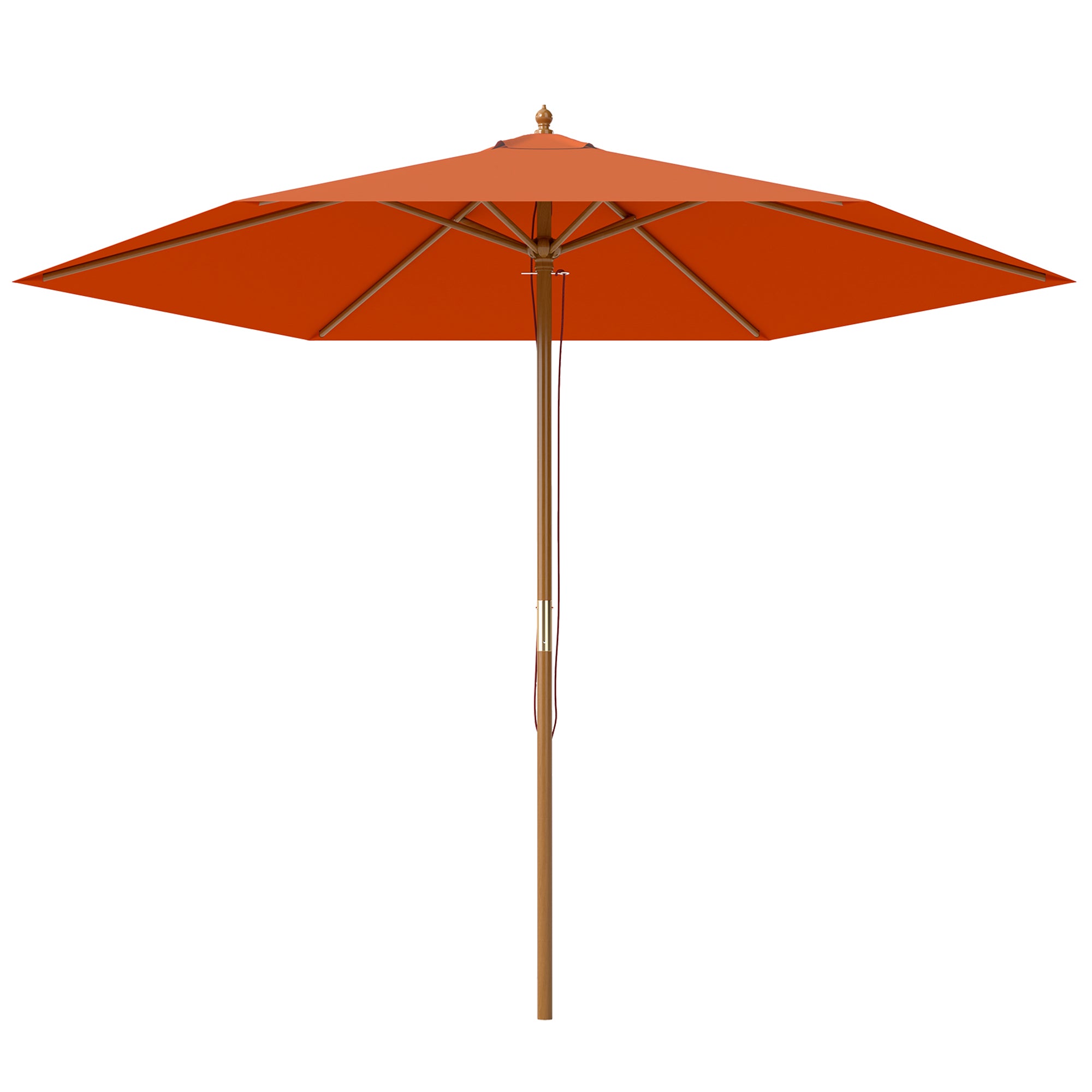 Outsunny 2.5m Wood Garden Parasol Sun Shade Patio Outdoor Wooden Umbrella Canopy Orange - North Peak Garden Furniture