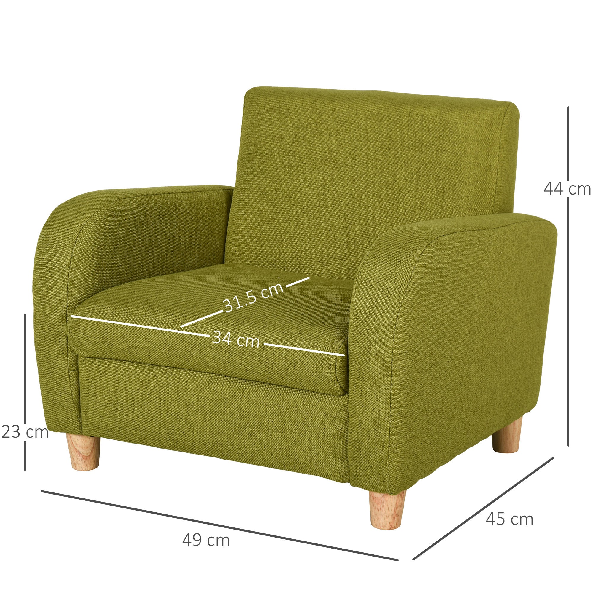 HOMCOM Children Armchair Mini Sofa Wood Frame Anti-Slip Legs High Back - North Peak Garden Furniture