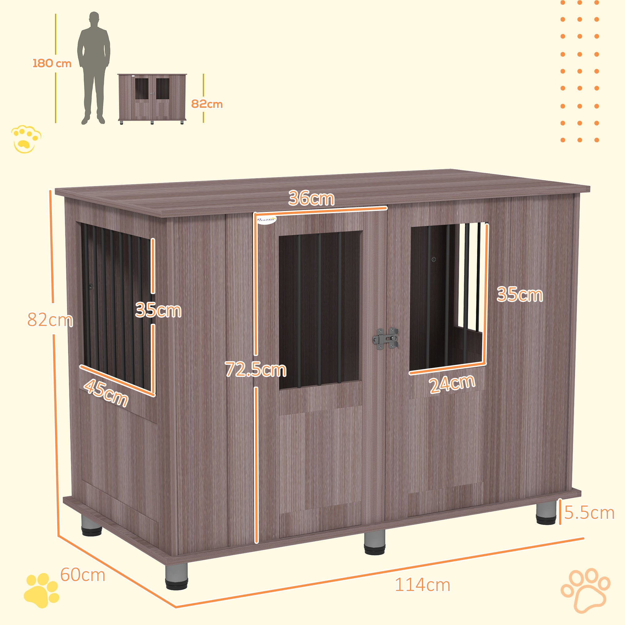 PawHut Dog Crate Table for Medium and Large Dogs with Magnetic Door for Indoor Use, 116 x 60 x 87 cm, Purple - North Peak Garden Furniture
