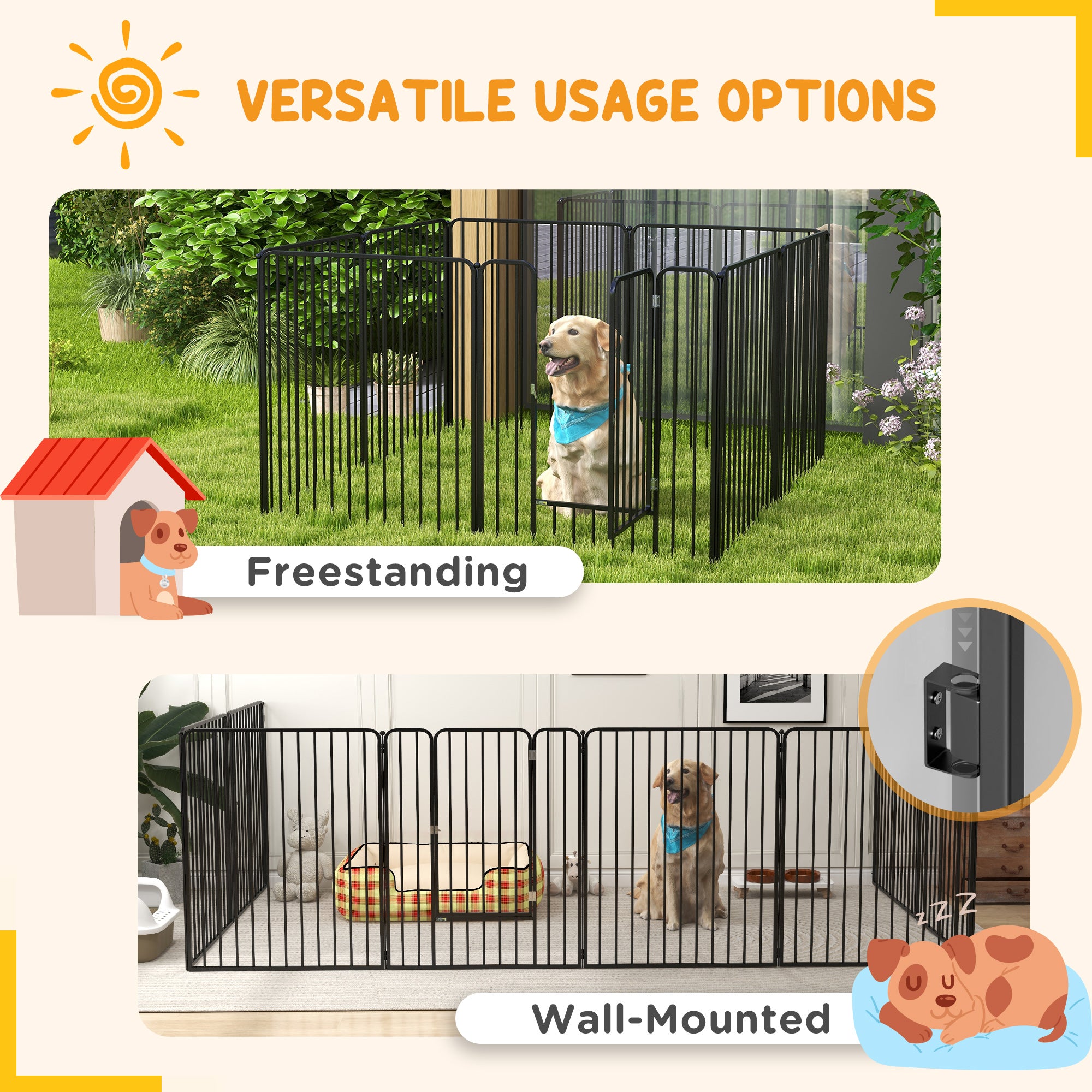 PawHut 100cm 8 Panels Heavy Duty Dog Pen, Pet Playpen for Indoors, Outdoors, Small, Medium, Large Dogs - North Peak Garden Furniture