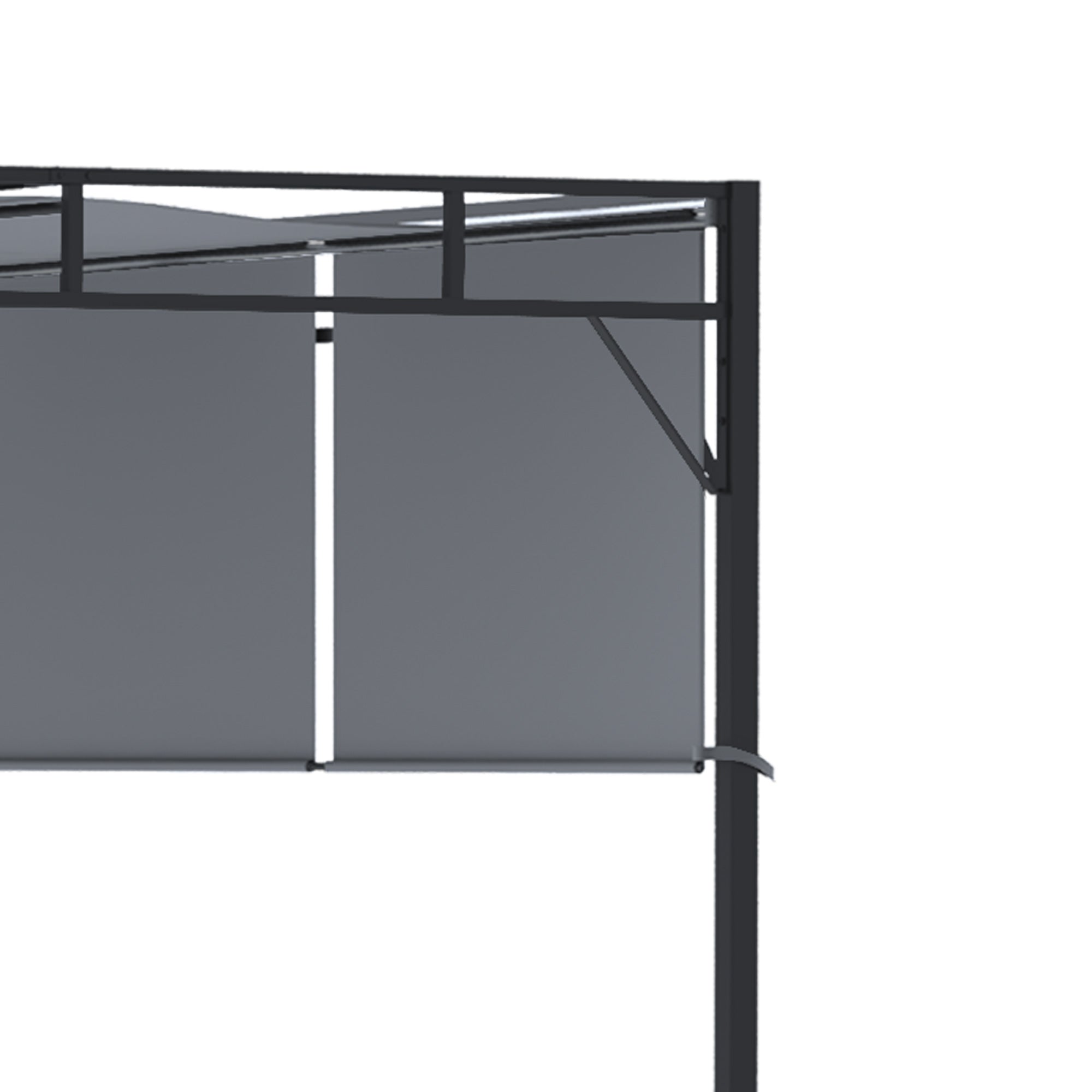Outsunny 3 x 3(m) Steel Pergola Gazebo with Retractable Roof, Garden Gazebo Canopy Sun Shade Shelter for Outdoor, Deck, Patio, Dark Grey - North Peak Garden Furniture