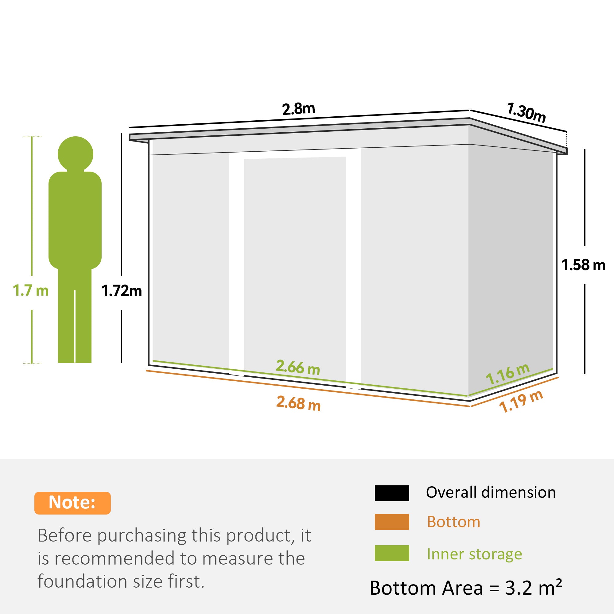 Outsunny Corrugated Garden Metal Storage Shed Outdoor Equipment Tool Box with Kit Ventilation Doors 9x 4FT Light Grey