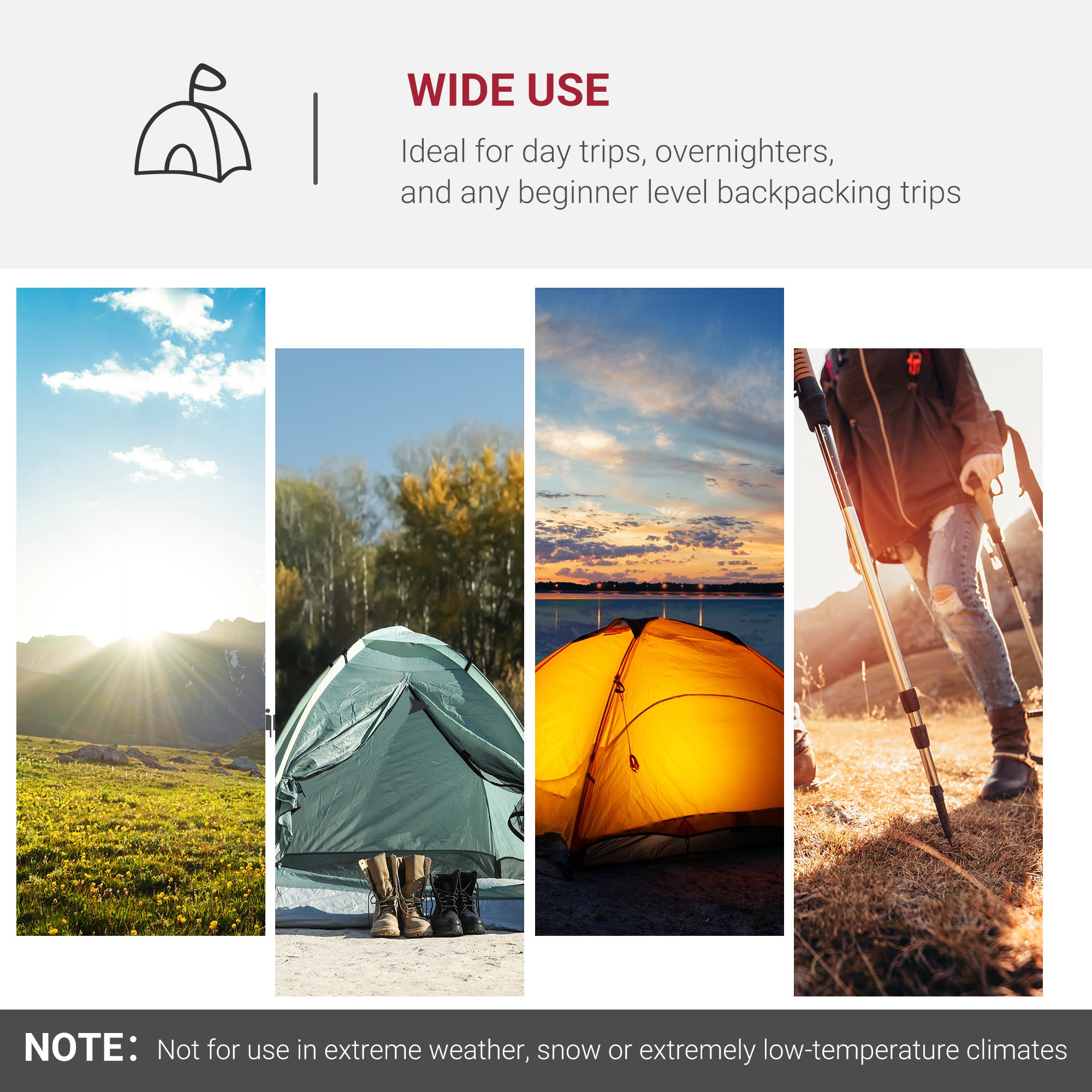 Outsunny 2-3 Person Tunnel Tent with Sewn-in Groundsheet, Air Vents, Rainfly, 2000mm Water Column, Camping Tent with 1 Bedroom, Inbuilt Porch, Living Area for Camping, Hiking, Grey - North Peak Garden Furniture