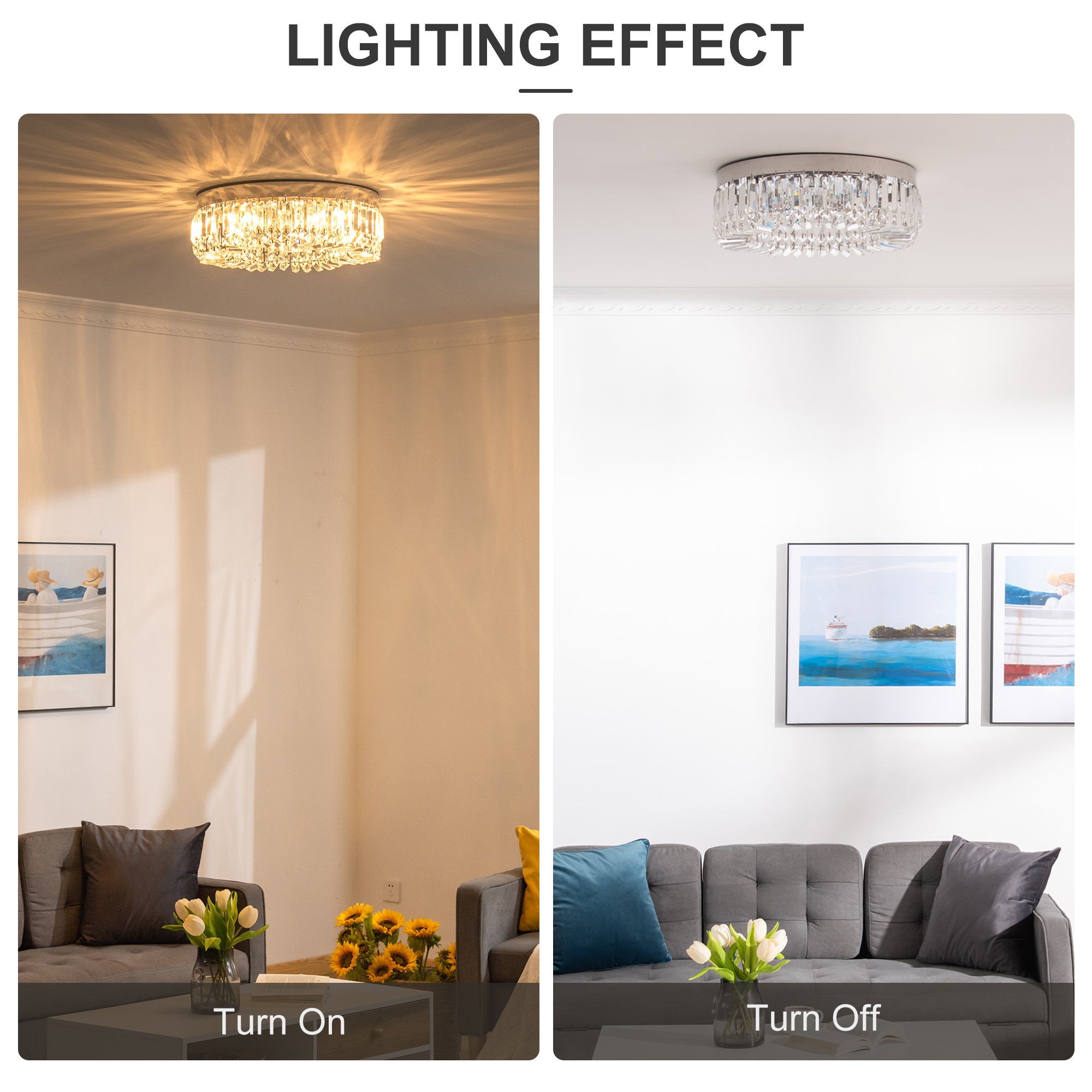 HOMCOM Crystal Ceiling Light Modern Chandeliers Stainless Steel Pendant Lights with Crystal Decorations for Living Room Bedroom Dining Room Hall Silver - North Peak Garden Furniture