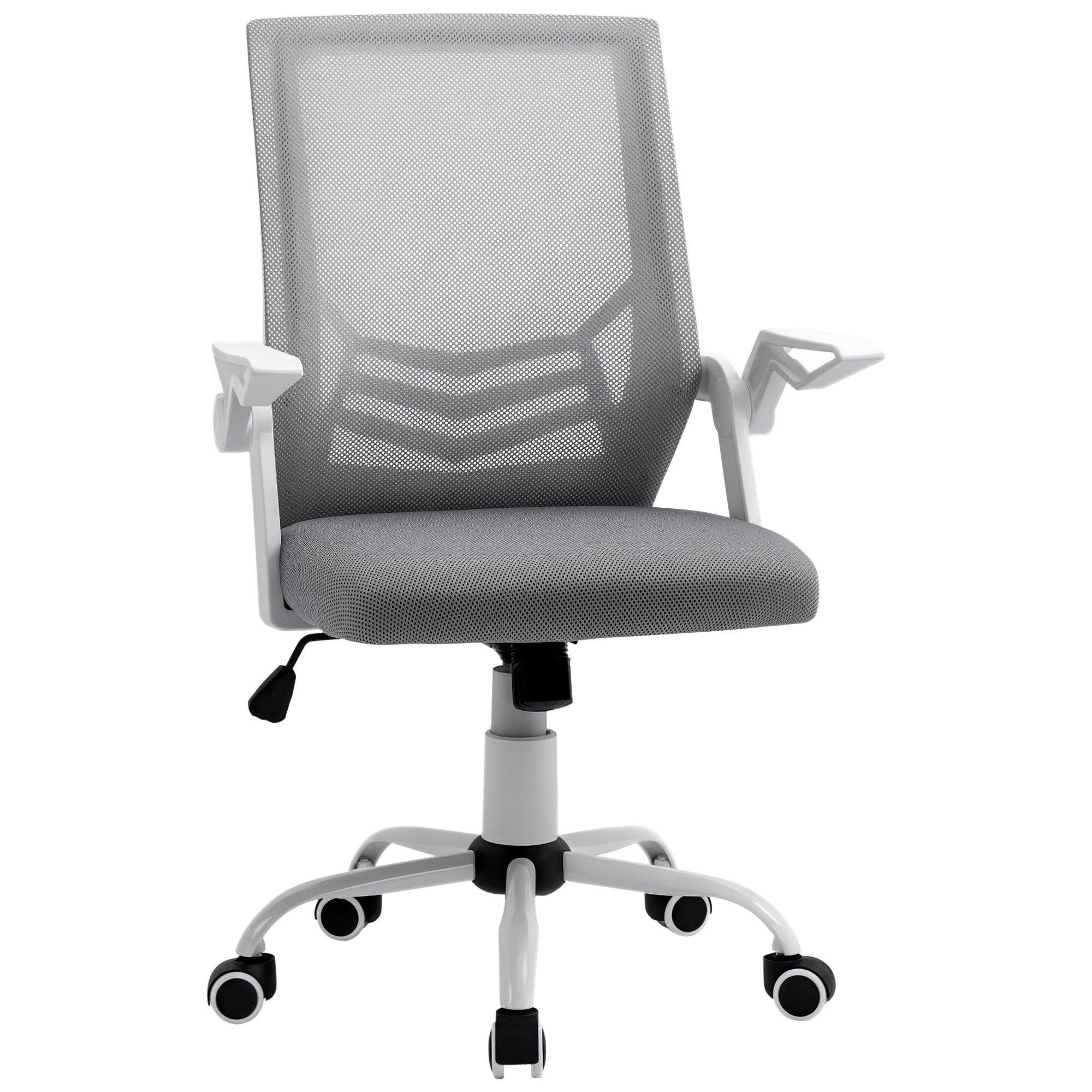 Vinsetto Office Chair, Ergonomic Desk Chair, Executive Computer Chair with 90° Flip-up Armrest and Lumbar Support, Adjustable Height for Home/Office, Grey