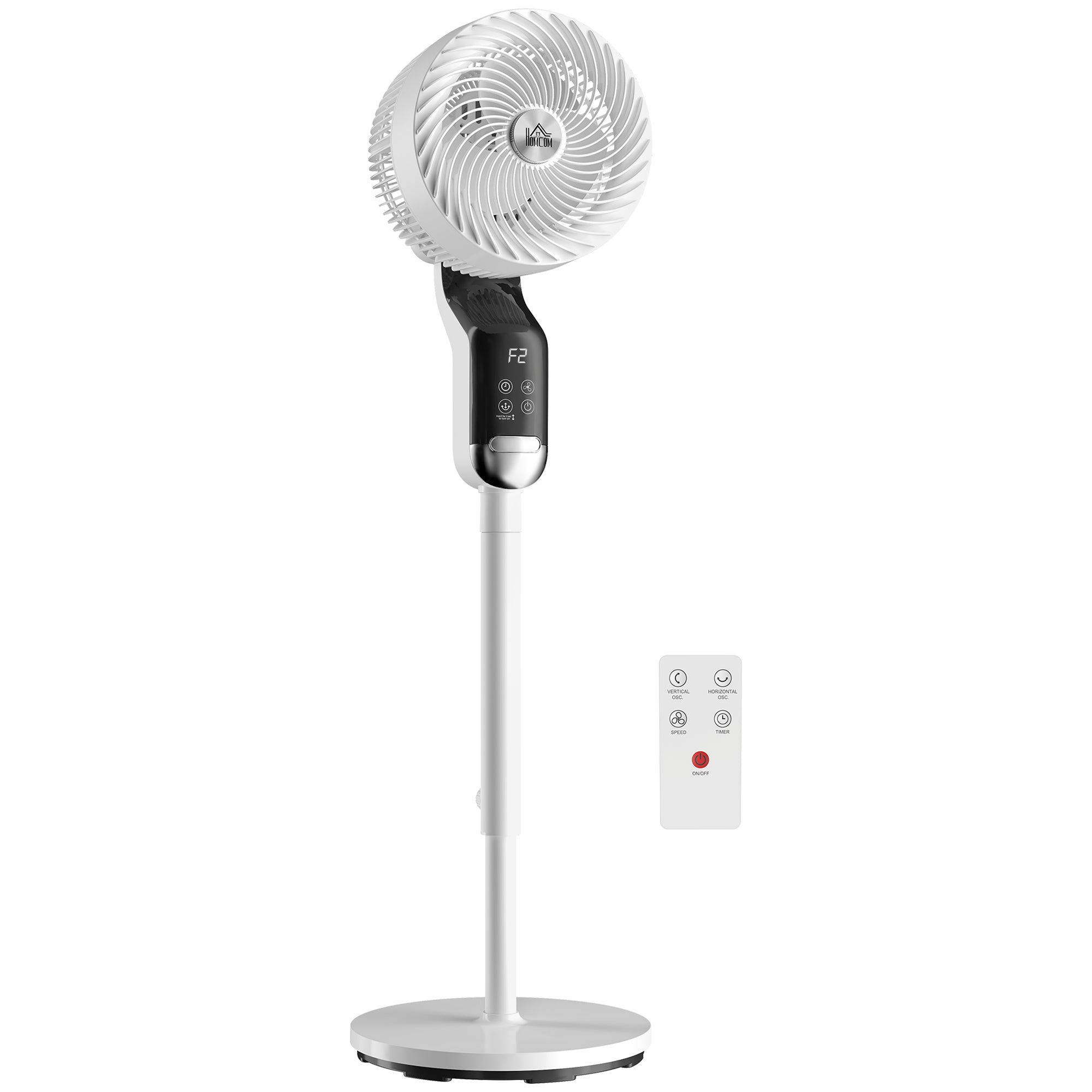 HOMCOM 20 dB Silent Standing Fan, 41" Pedestal Fan with Remote, 85° Oscillating, 8 Speeds, Adjustable Height, 12H Timer