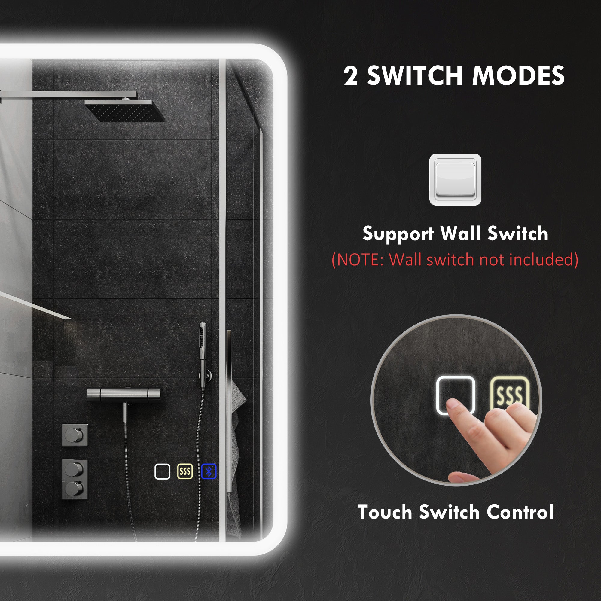 HOMCOM 50 x 70 cm Backlit Illuminated Bathroom Mirror with LED Lights and Bluetooth - Silver Tone - North Peak Garden Furniture