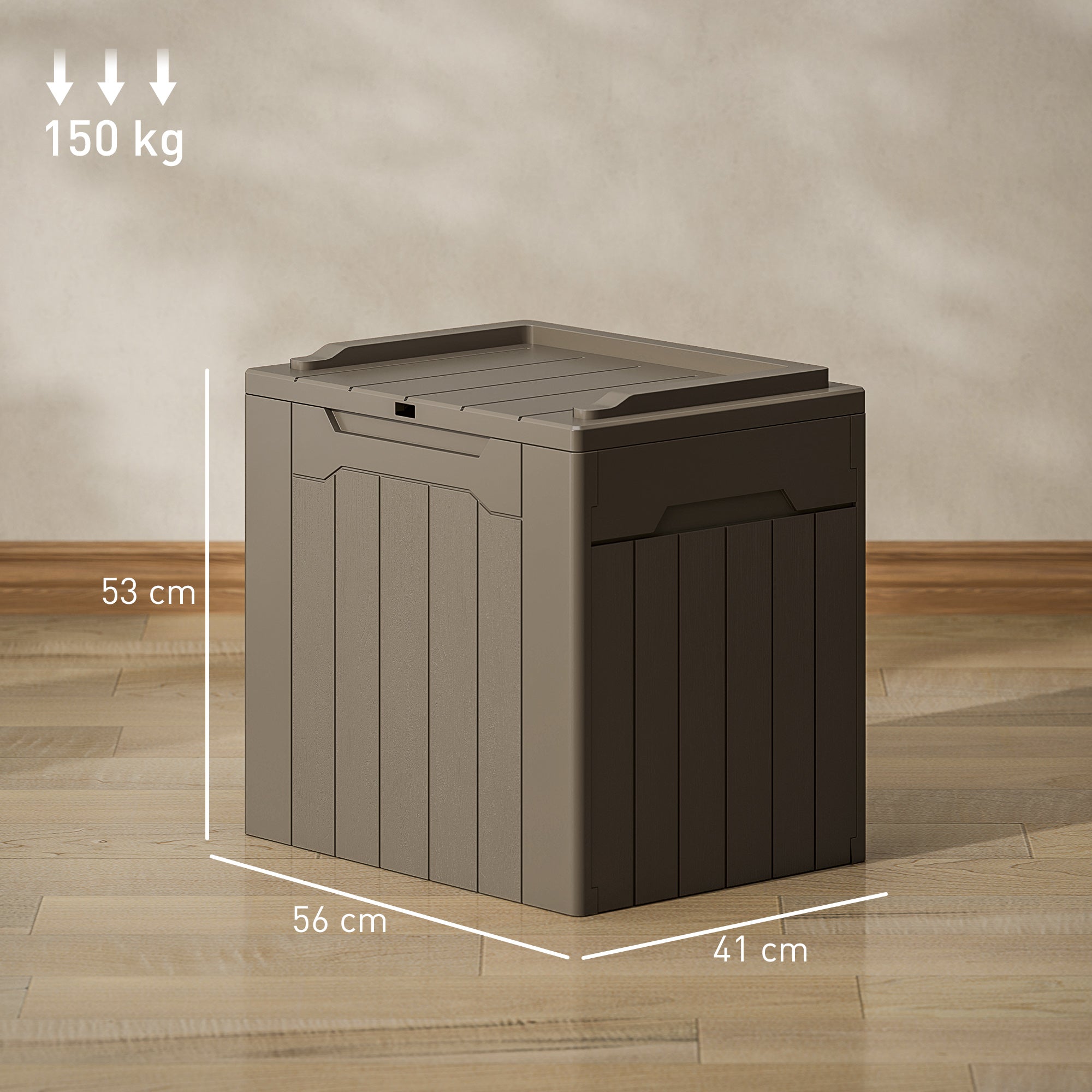 HOMCOM 107 L Plastic Storage Chest with Lid - Dark Brown - North Peak Garden Furniture