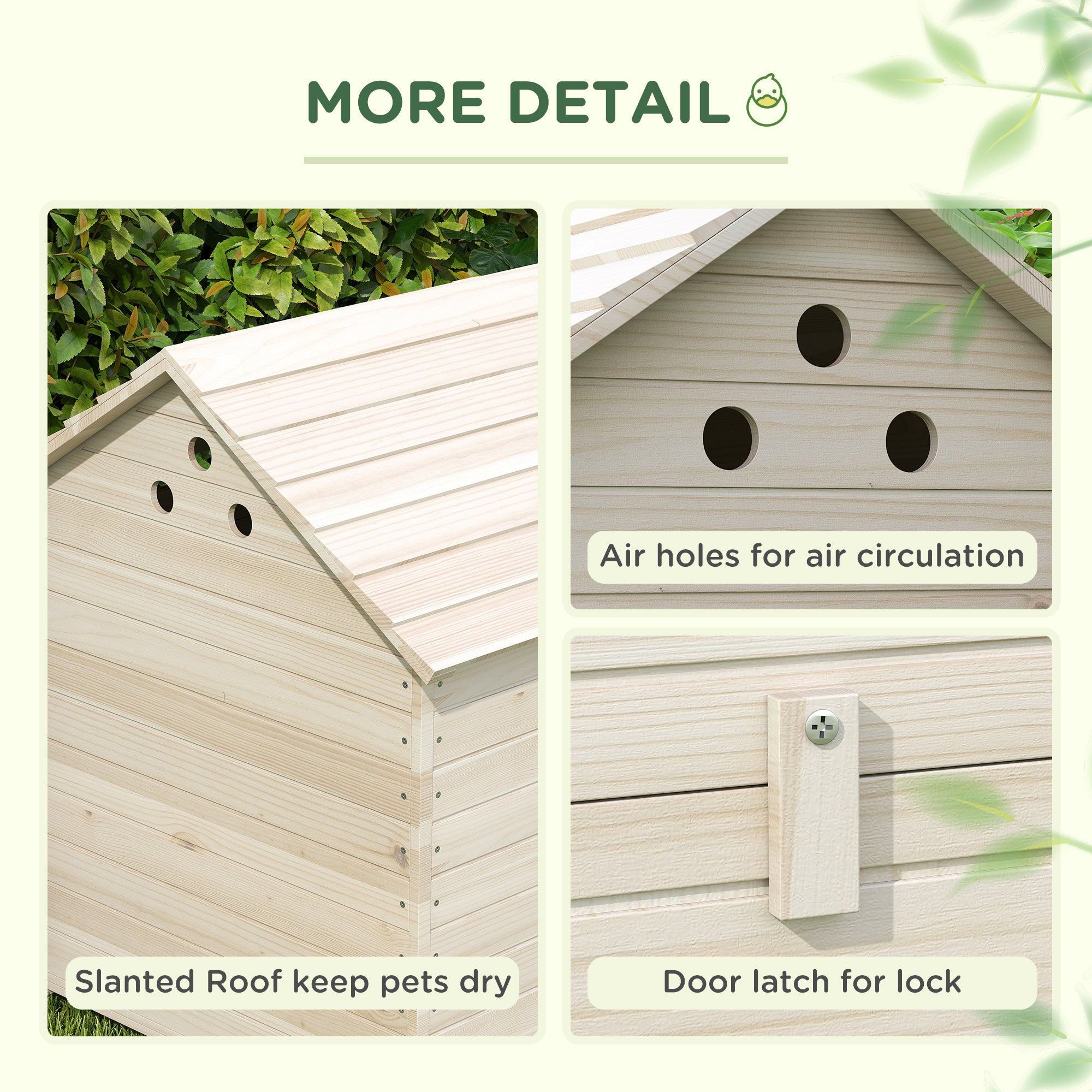 PawHut Wooden Duck House Poultry Coop for 2-4 Ducks with Openable Roof Raised Feet Air Holes Natural - North Peak Garden Furniture