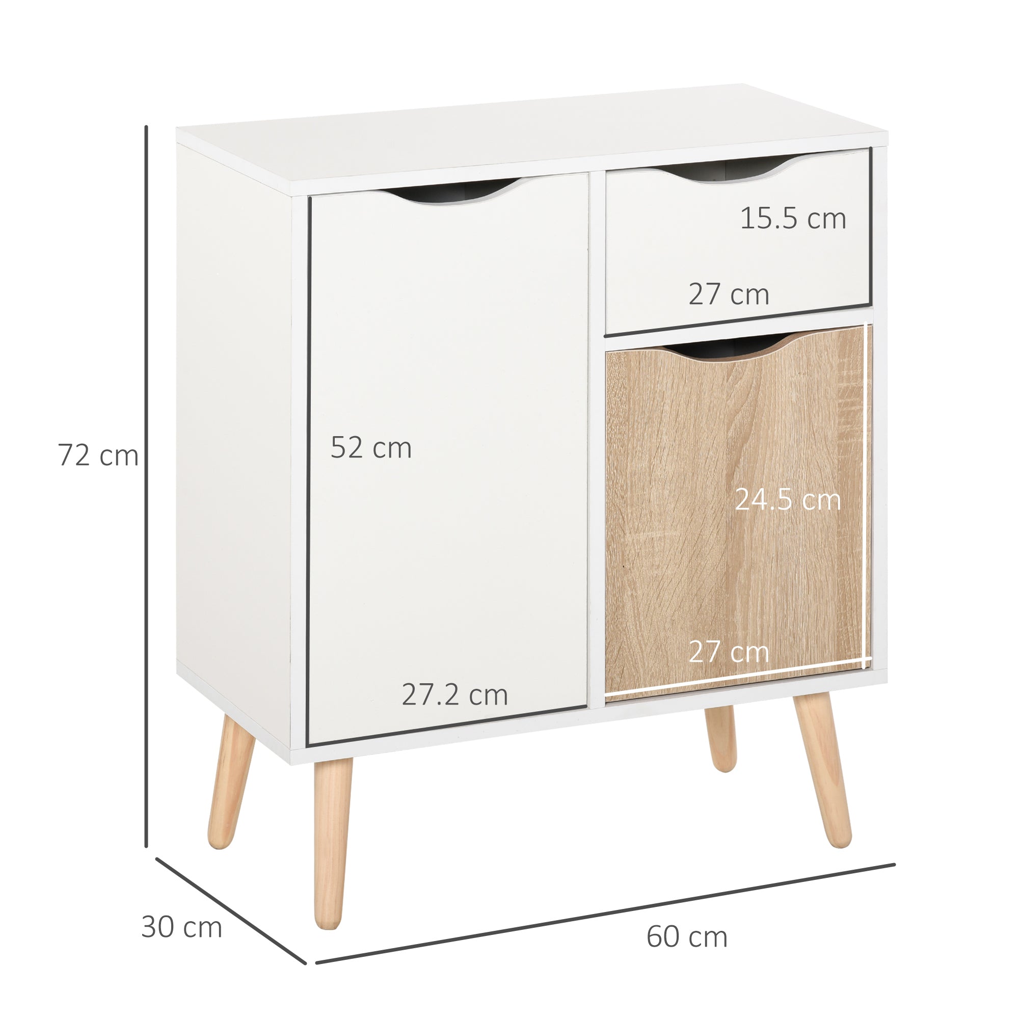 HOMCOM Sideboard Floor Cabinet Storage Cupboard with Drawer for Bedroom, Living Room, Entryway, Brown - North Peak Garden Furniture